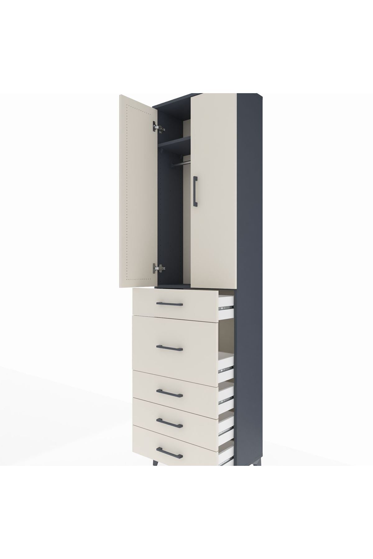 Arges Dolap 2 Raflı 5 Çekmeceli 2 Kapaklı 60x30x221 - S29M121V4A