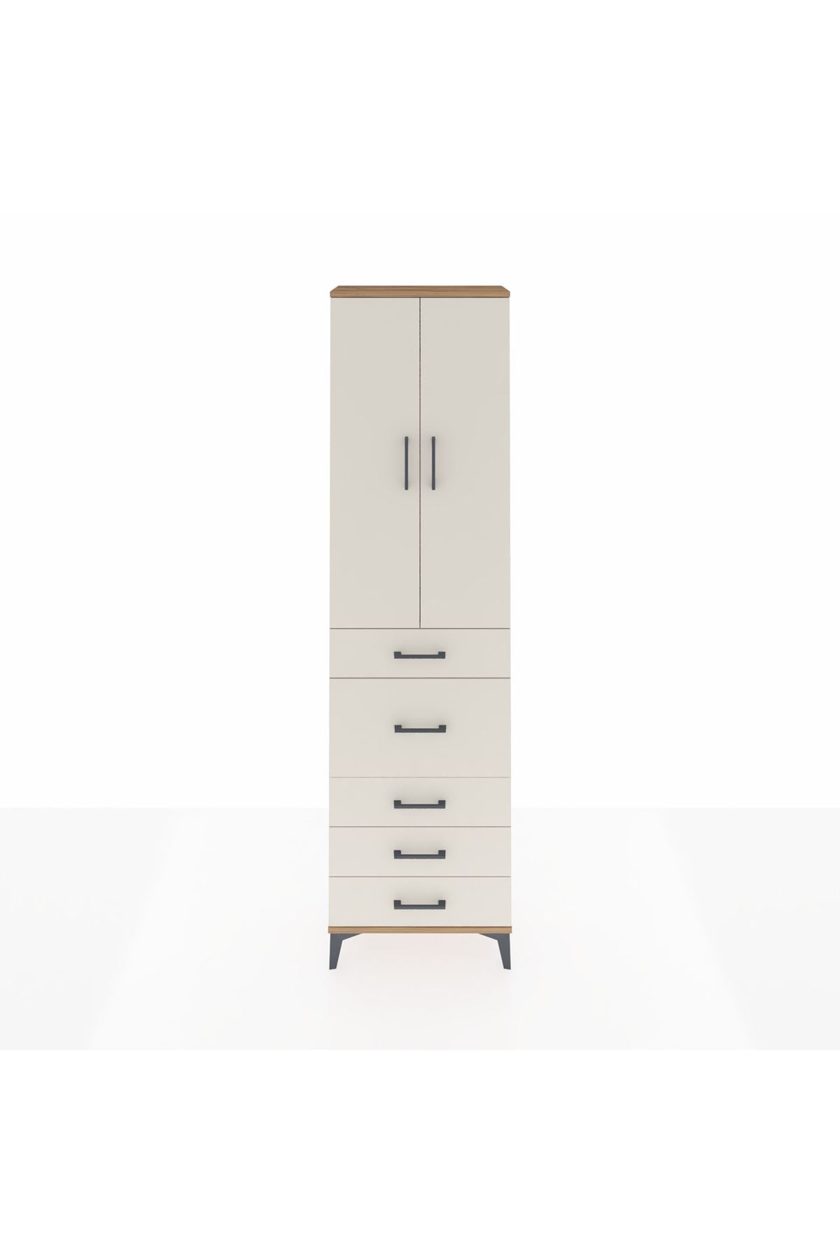 Arges Dolap 2 Raflı 5 Çekmeceli 2 Kapaklı 60x30x221 - S29M121V7A