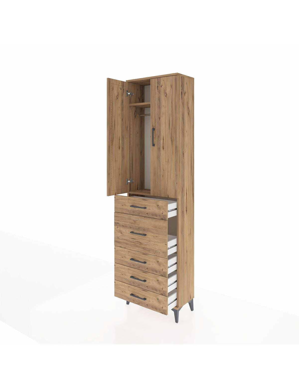 Arges Dolap 2 Raflı 5 Çekmeceli 2 Kapaklı 60x30x221 - S29M121V9A