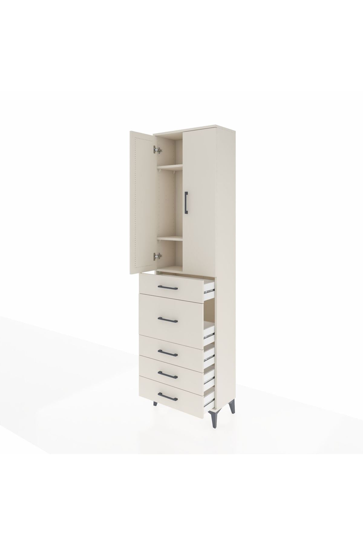 Arges Dolap 3 Raflı 5 Çekmeceli 2 Kapaklı 60x30x221 - S29M122V1A