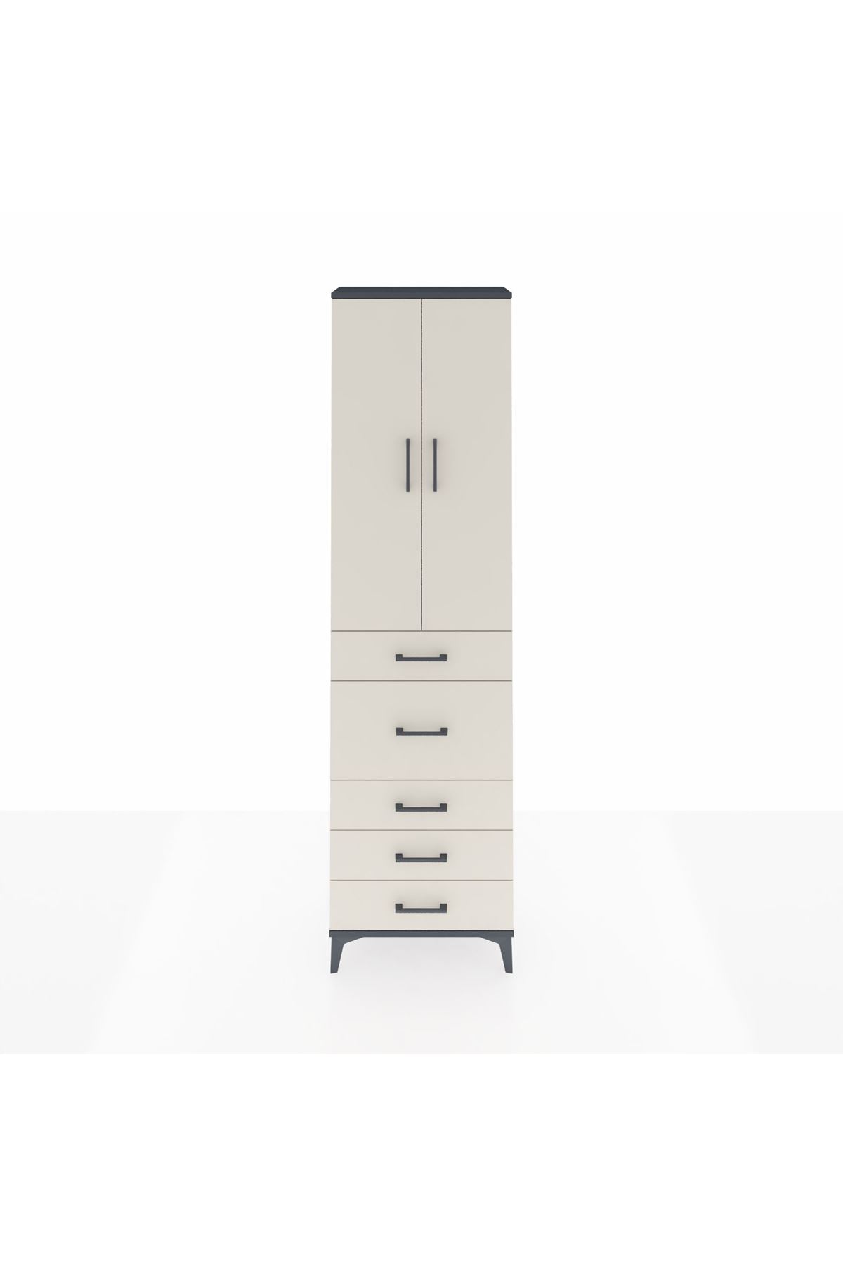Arges Dolap 3 Raflı 5 Çekmeceli 2 Kapaklı 60x30x221 - S29M122V4A