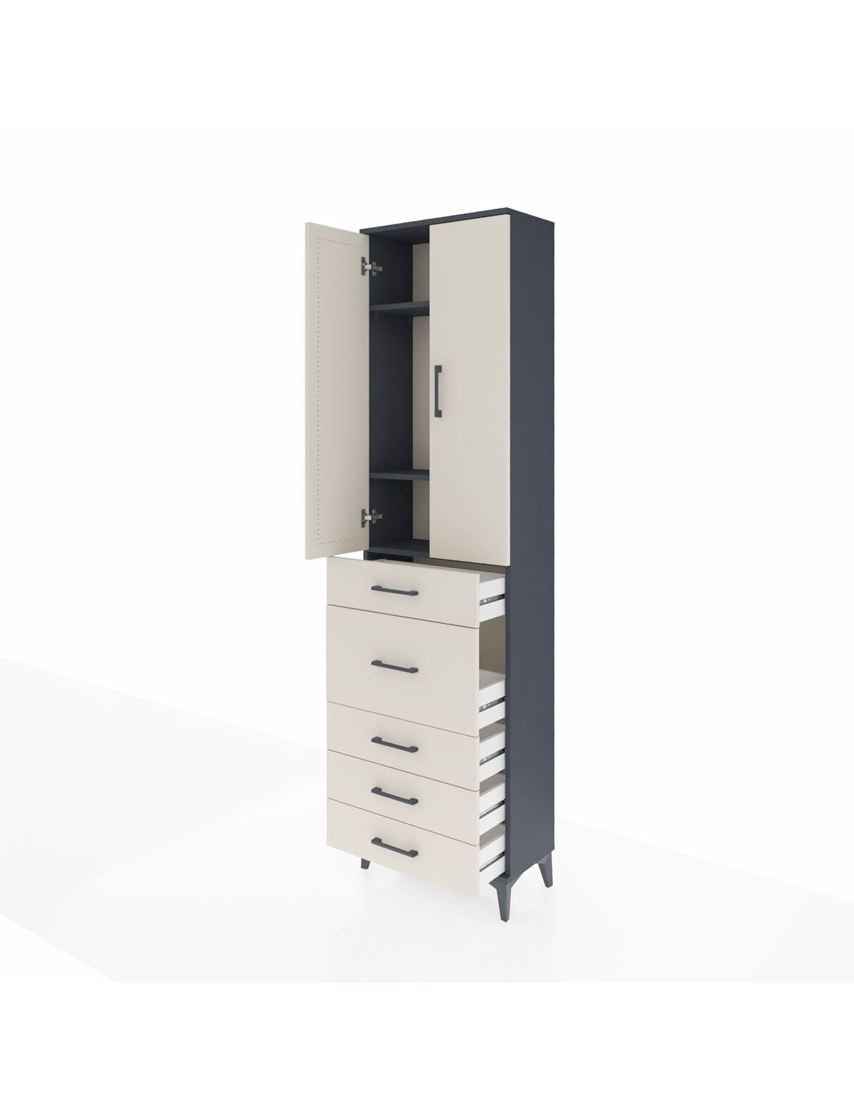 Arges Dolap 3 Raflı 5 Çekmeceli 2 Kapaklı 60x30x221 - S29M122V4A