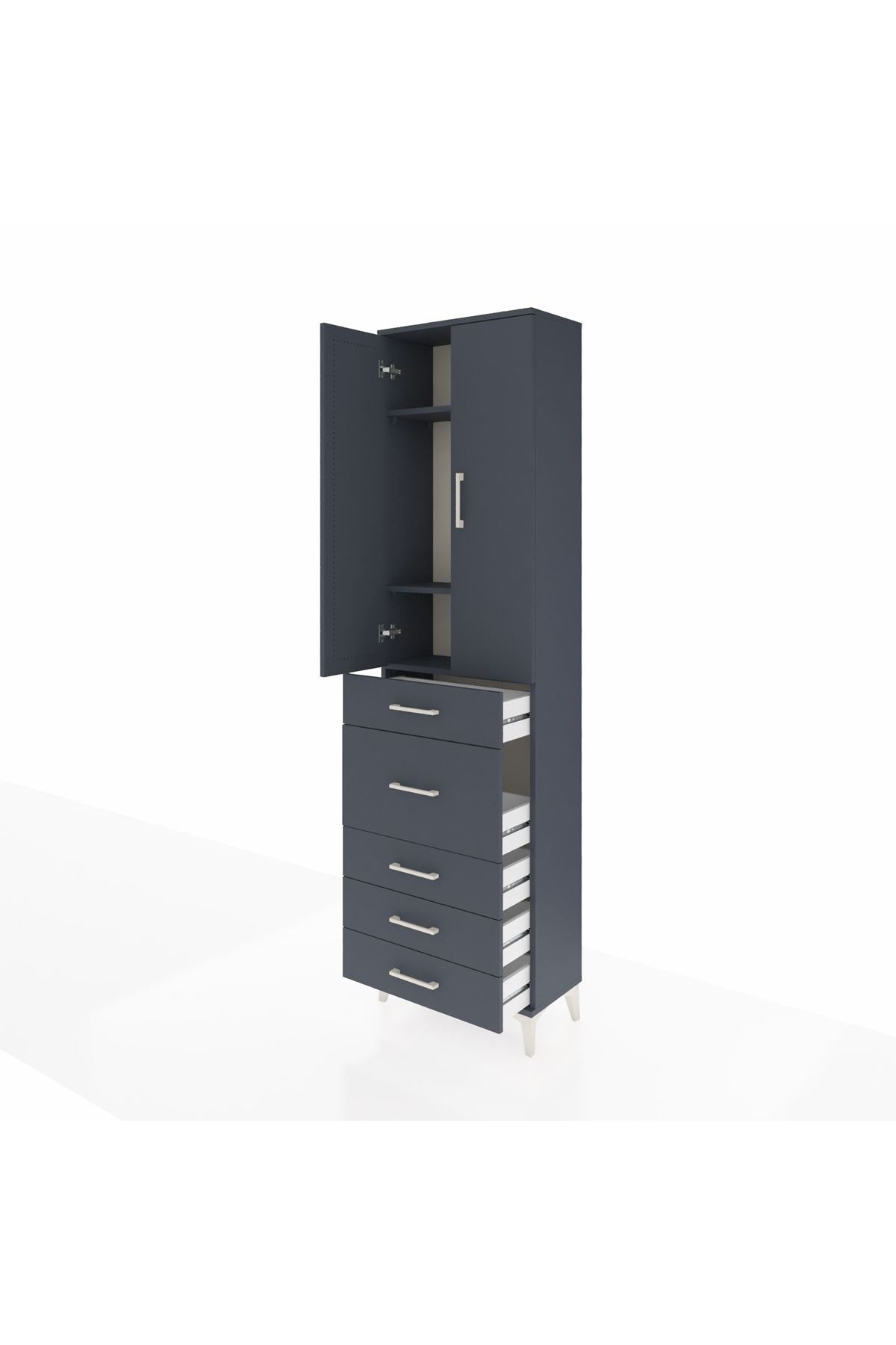 Arges Dolap 3 Raflı 5 Çekmeceli 2 Kapaklı 60x30x221 - S29M122V5A