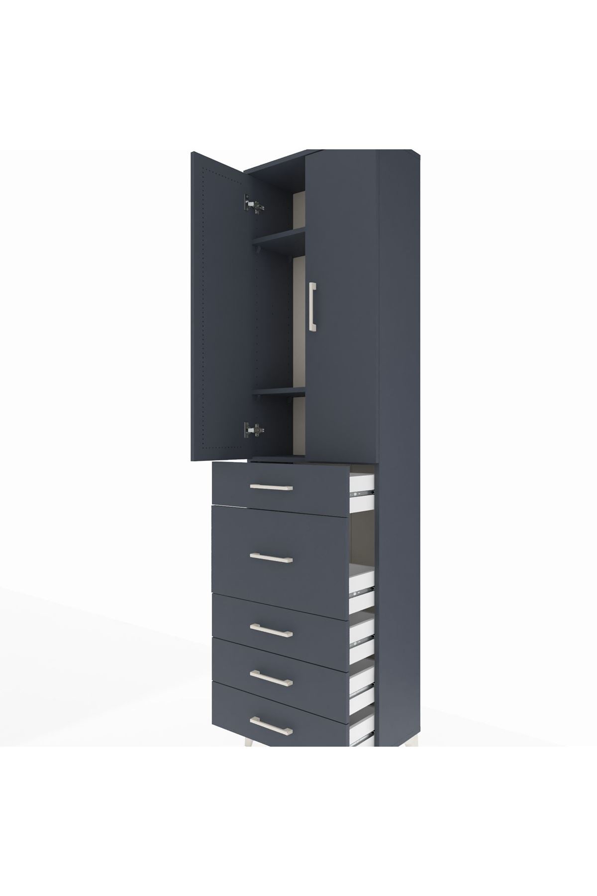 Arges Dolap 3 Raflı 5 Çekmeceli 2 Kapaklı 60x30x221 - S29M122V5A
