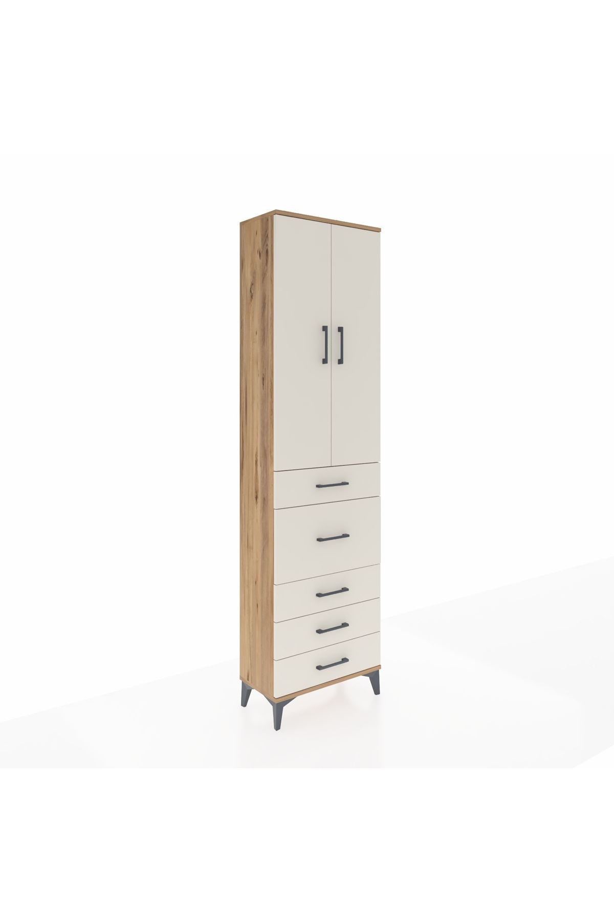 Arges Dolap 3 Raflı 5 Çekmeceli 2 Kapaklı 60x30x221 - S29M122V7A