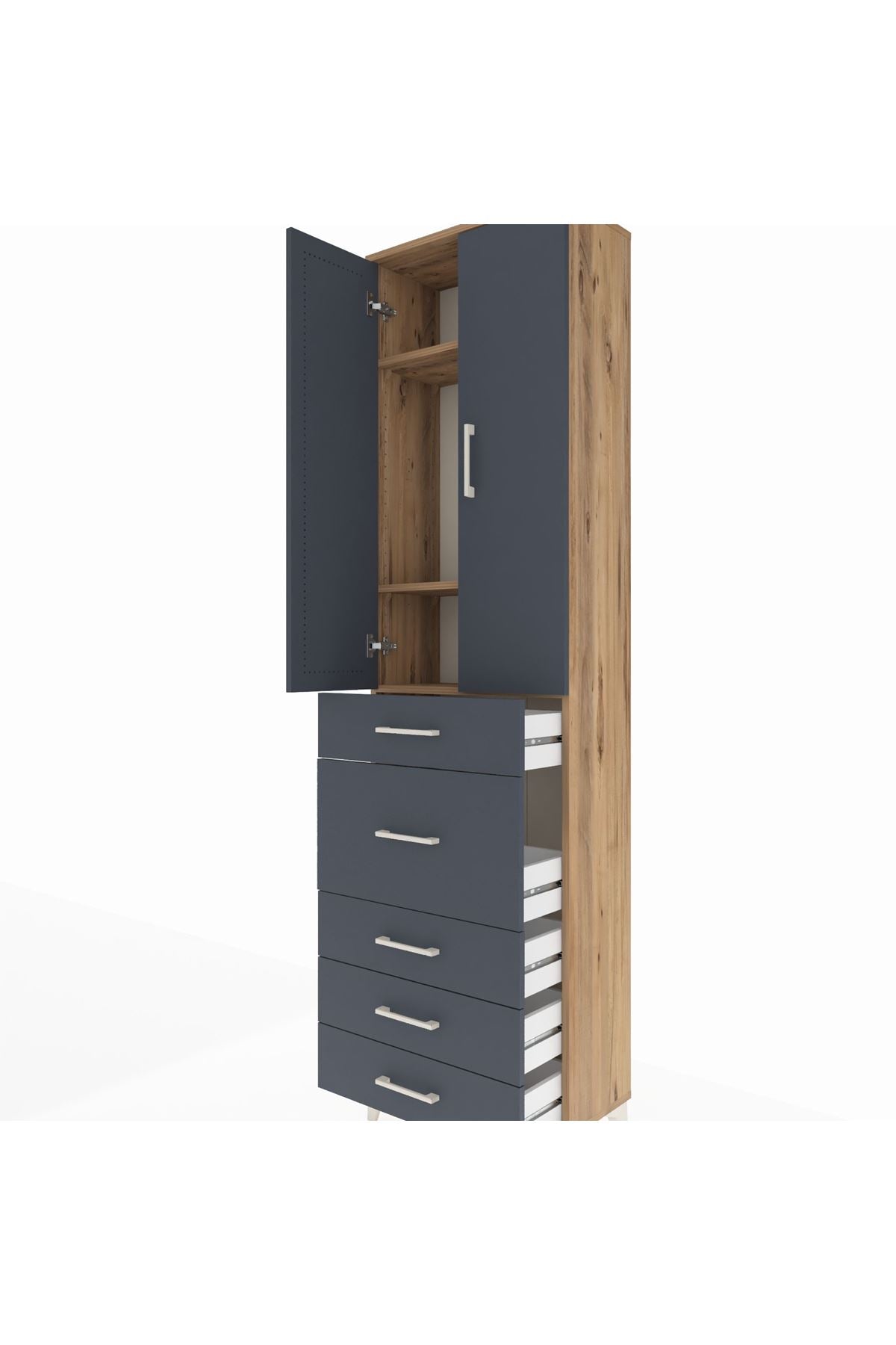 Arges Dolap 3 Raflı 5 Çekmeceli 2 Kapaklı 60x30x221 - S29M122V8A