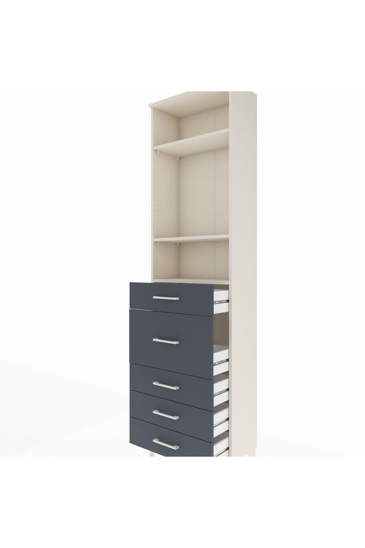 Arges Dolap 3 Raflı 5 Çekmeceli 60x30x221 - S29M123V2A