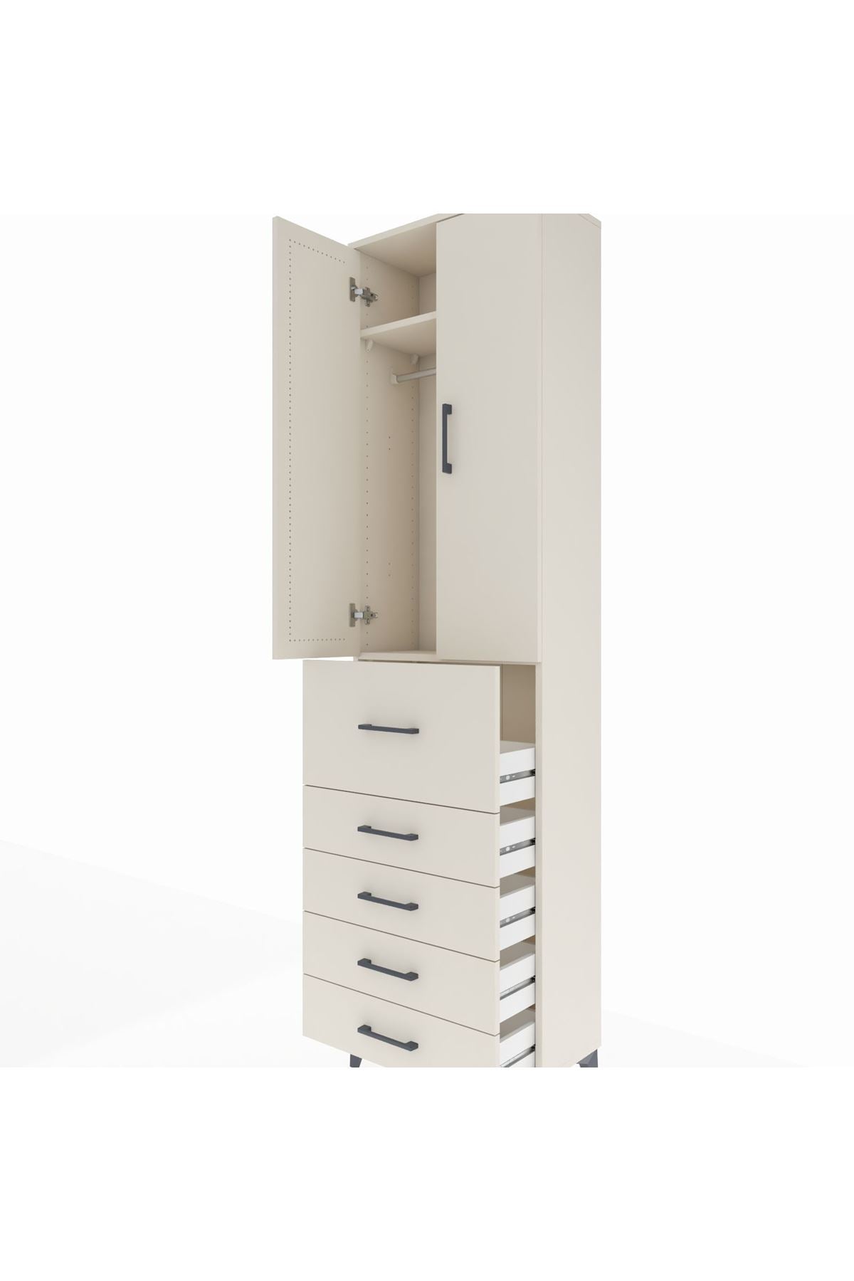 Arges Dolap 2 Raflı 5 Çekmeceli 2 Kapaklı 60x30x221 - S29M124V1A