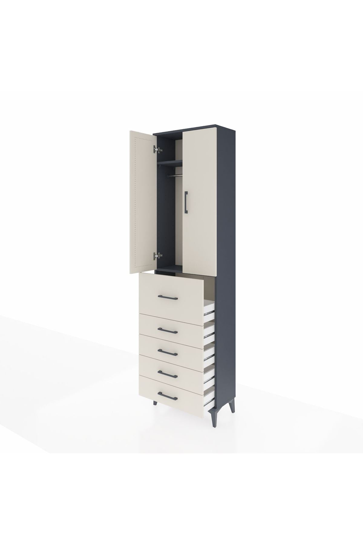 Arges Dolap 2 Raflı 5 Çekmeceli 2 Kapaklı 60x30x221 - S29M124V4A