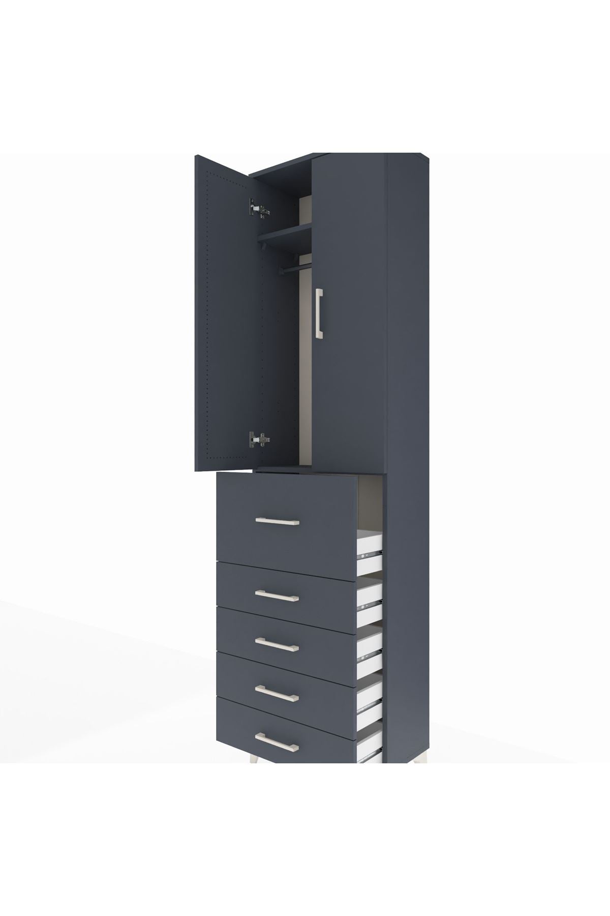 Arges Dolap 2 Raflı 5 Çekmeceli 2 Kapaklı 60x30x221 - S29M124V5A