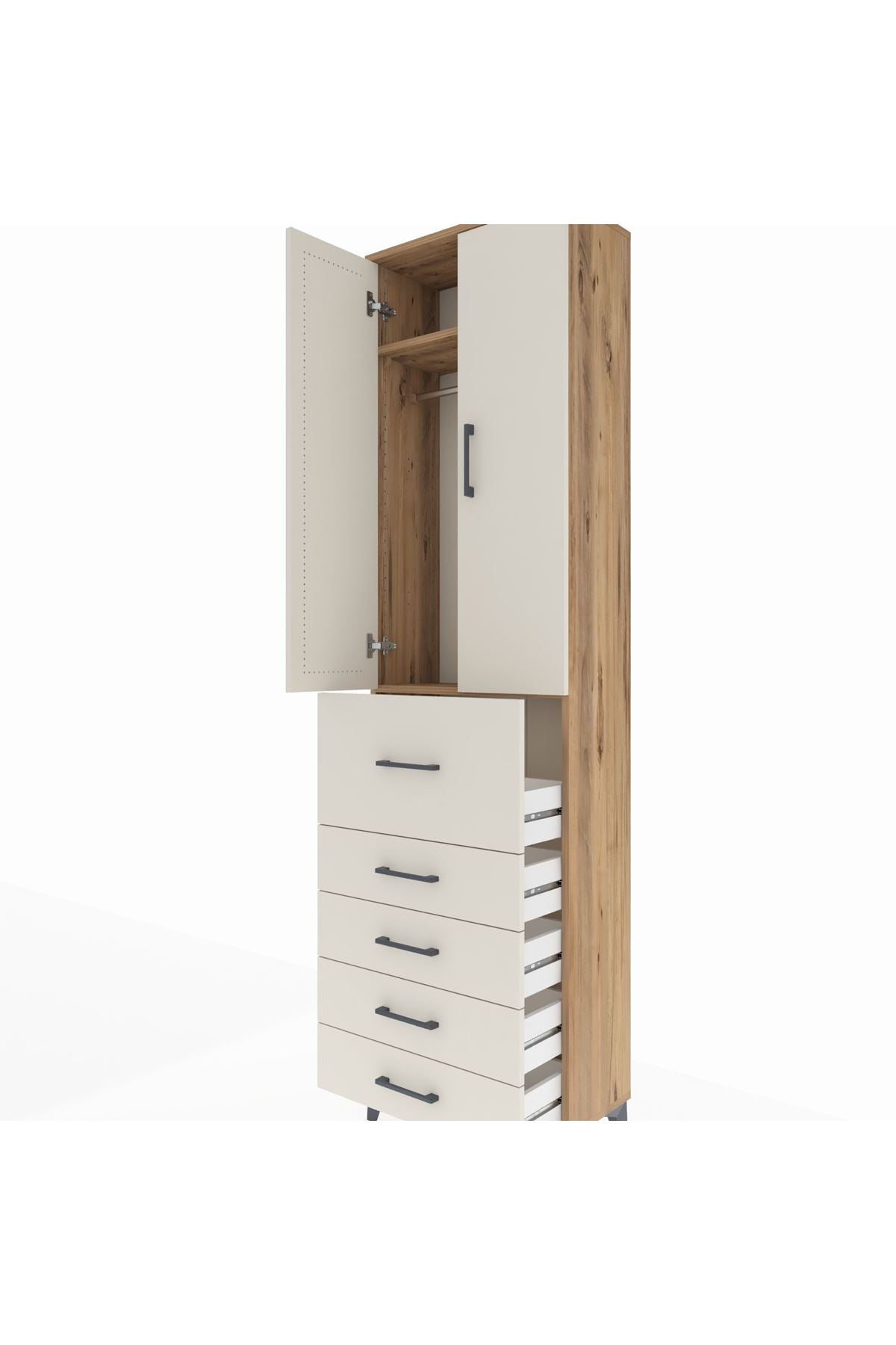 Arges Dolap 2 Raflı 5 Çekmeceli 2 Kapaklı 60x30x221 - S29M124V7A