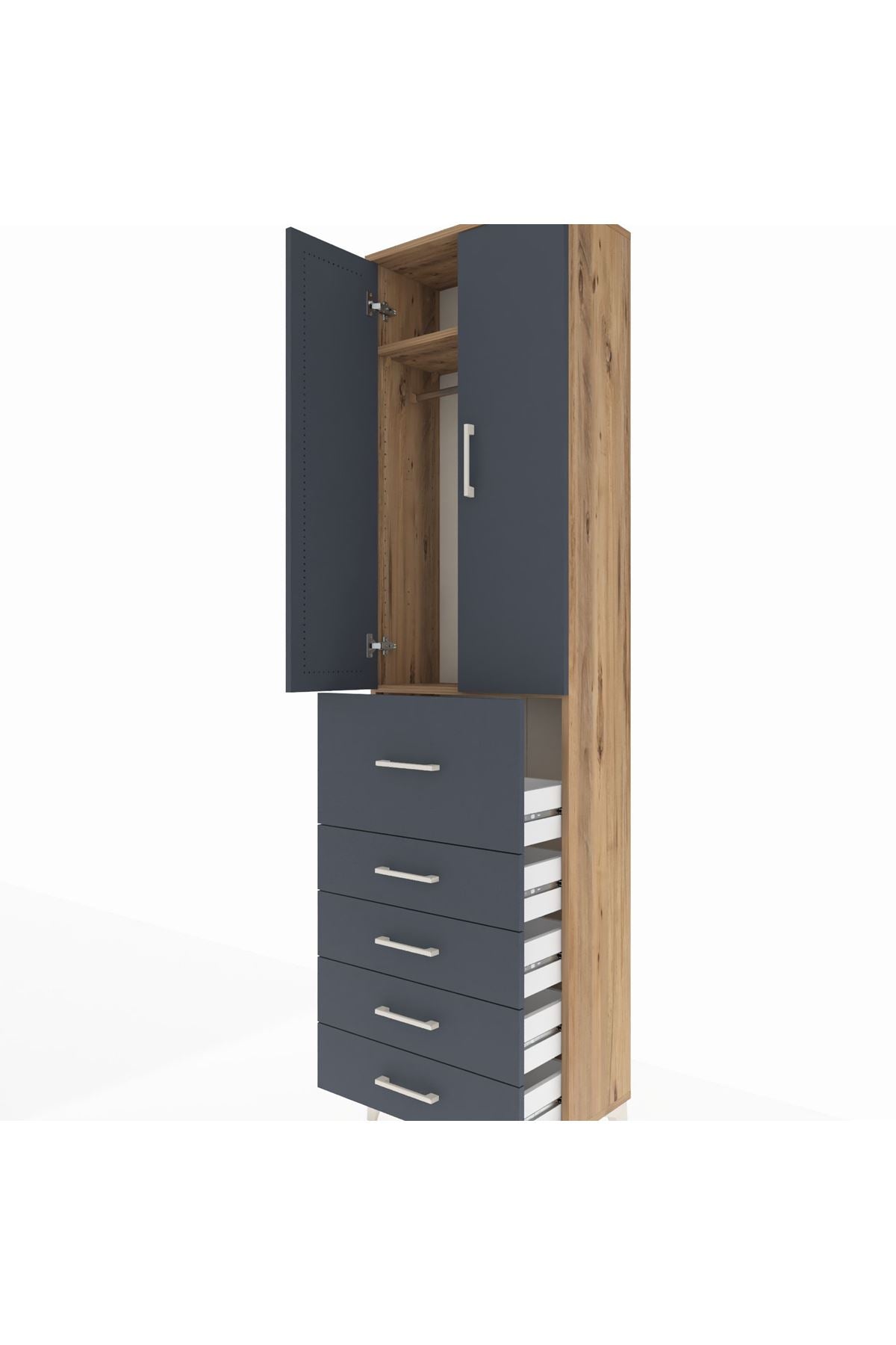 Arges Dolap 2 Raflı 5 Çekmeceli 2 Kapaklı 60x30x221 - S29M124V8A