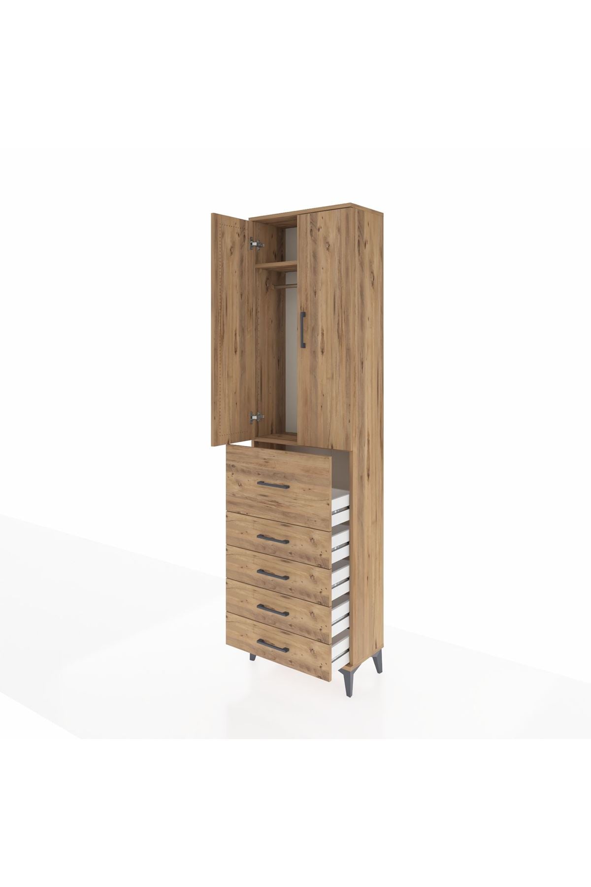 Arges Dolap 2 Raflı 5 Çekmeceli 2 Kapaklı 60x30x221 - S29M124V9A