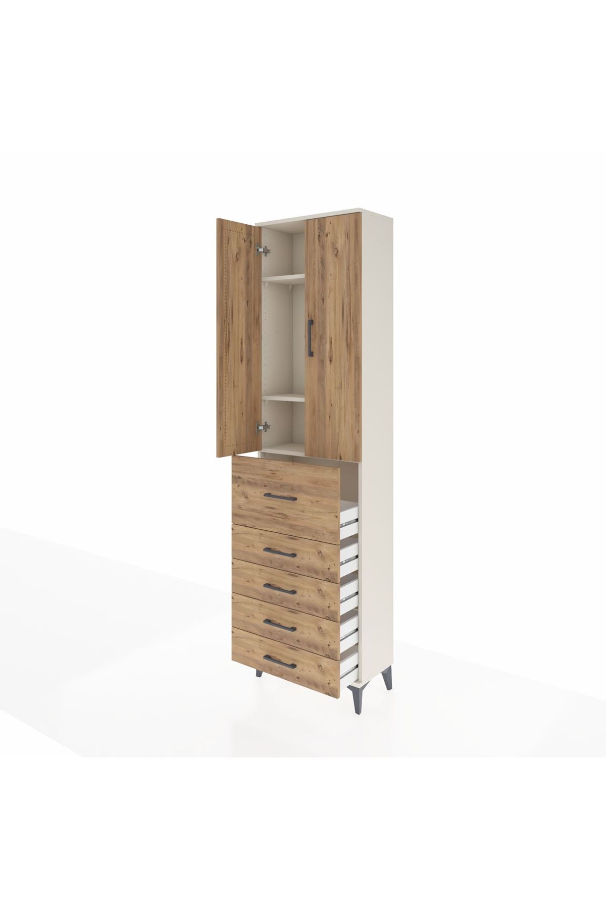 Arges Dolap 3 Raflı 5 Çekmeceli 2 Kapaklı 60x30x221 - S29M125V3A