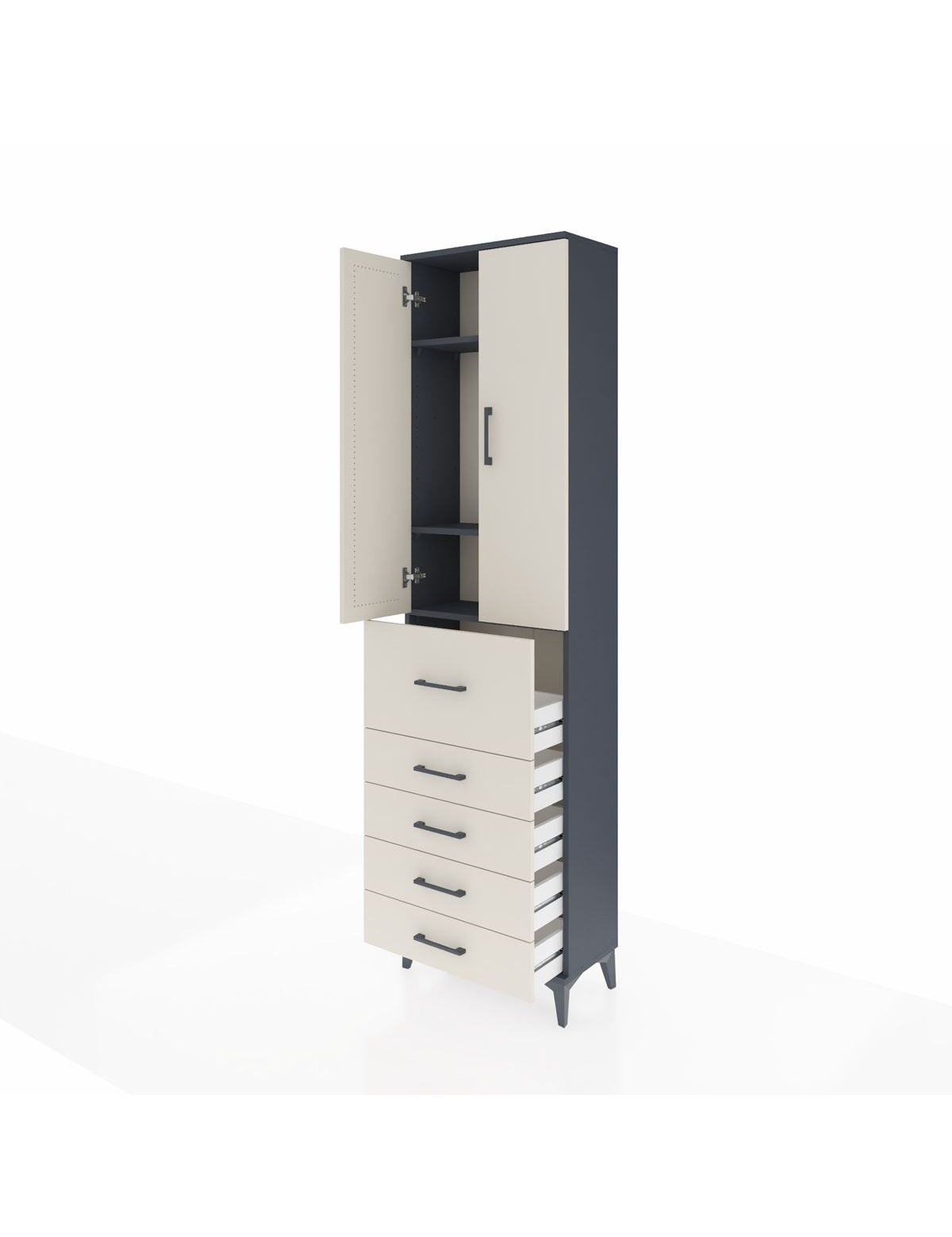 Arges Dolap 3 Raflı 5 Çekmeceli 2 Kapaklı 60x30x221 - S29M125V4A