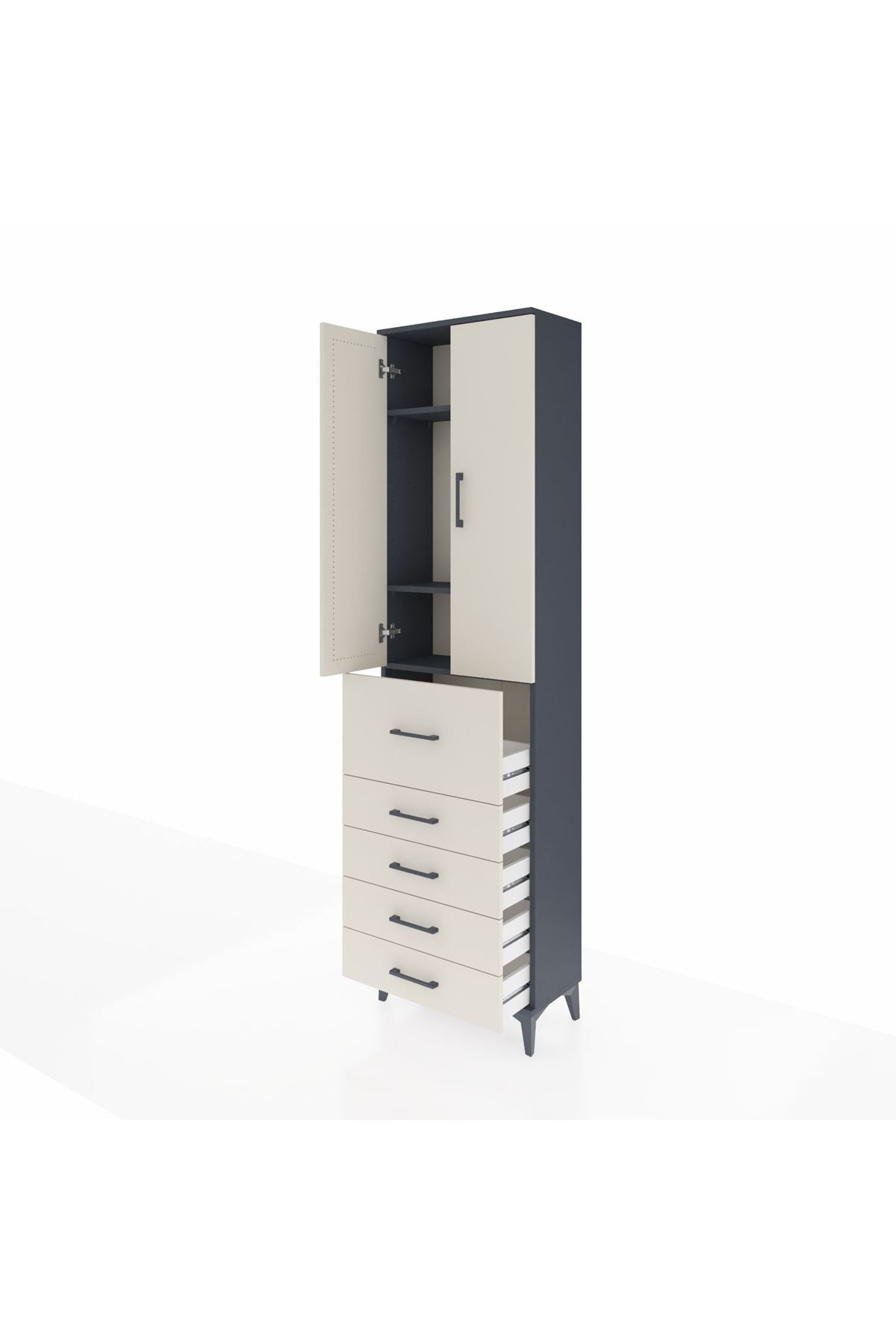 Arges Dolap 3 Raflı 5 Çekmeceli 2 Kapaklı 60x30x221 - S29M125V4A