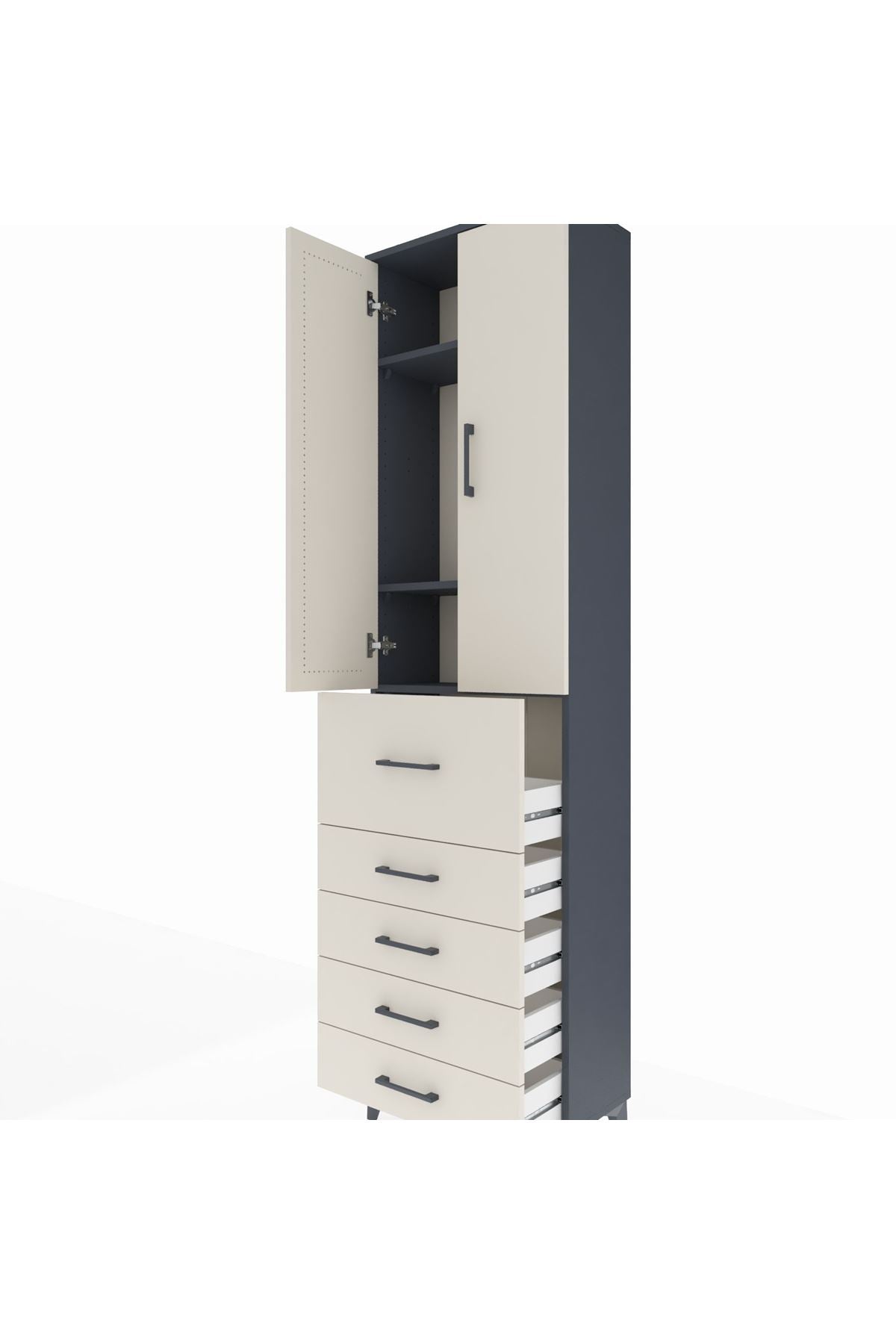 Arges Dolap 3 Raflı 5 Çekmeceli 2 Kapaklı 60x30x221 - S29M125V4A