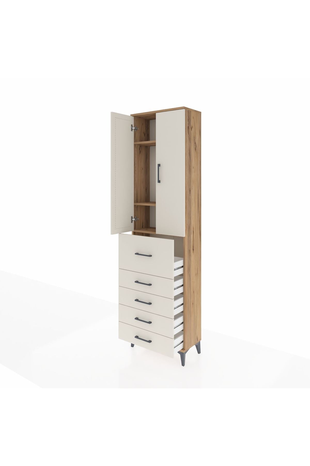 Arges Dolap 3 Raflı 5 Çekmeceli 2 Kapaklı 60x30x221 - S29M125V7A
