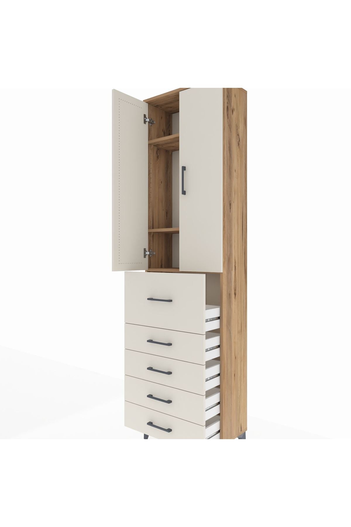 Arges Dolap 3 Raflı 5 Çekmeceli 2 Kapaklı 60x30x221 - S29M125V7A