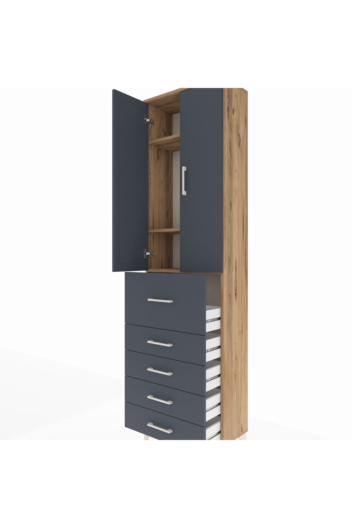 Arges Dolap 3 Raflı 5 Çekmeceli 2 Kapaklı 60x30x221 - S29M125V8A