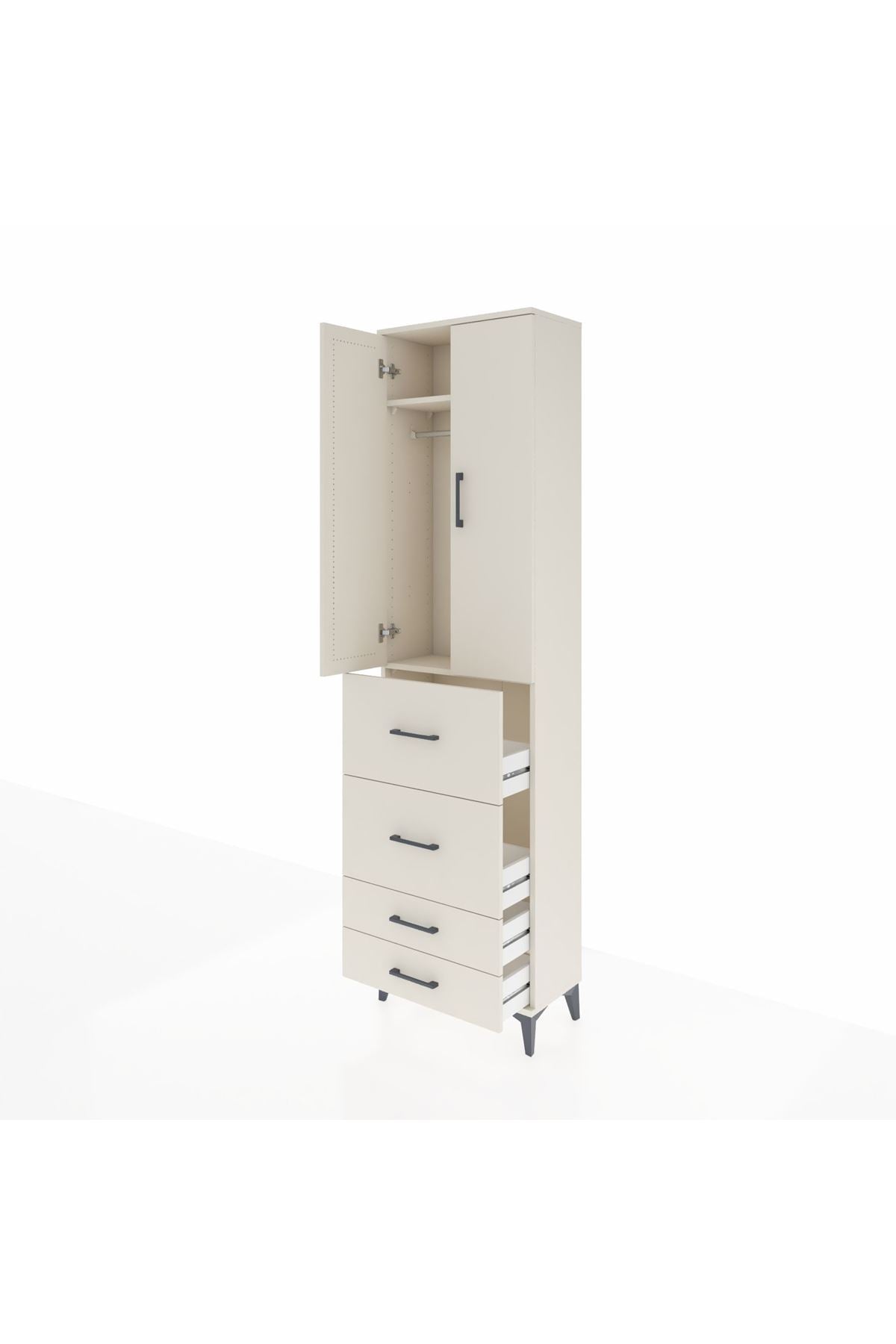 Arges Dolap 2 Raflı 4 Çekmeceli Tek Askılı 60x30x221 - S29M127V1A