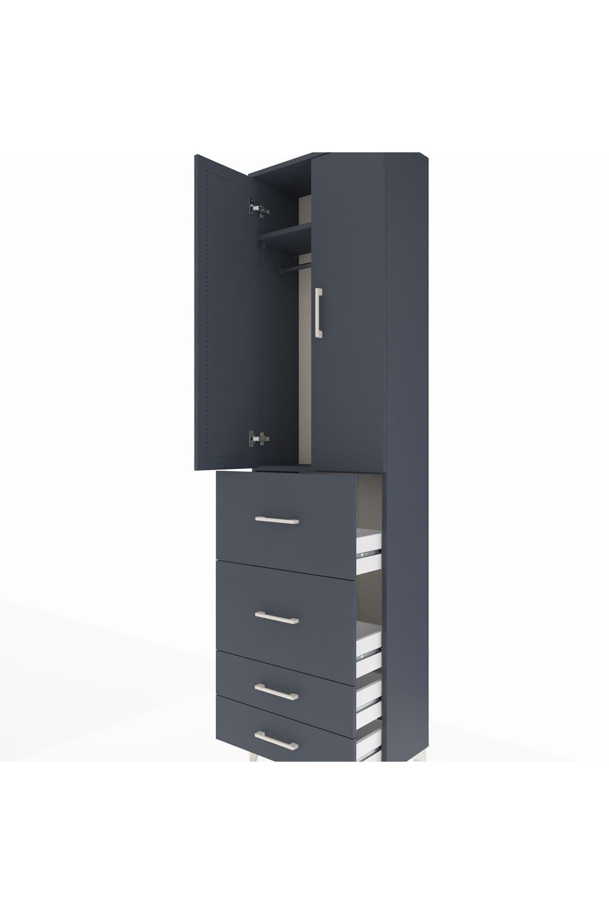 Arges Dolap 2 Raflı 4 Çekmeceli Tek Askılı 60x30x221 - S29M127V5A