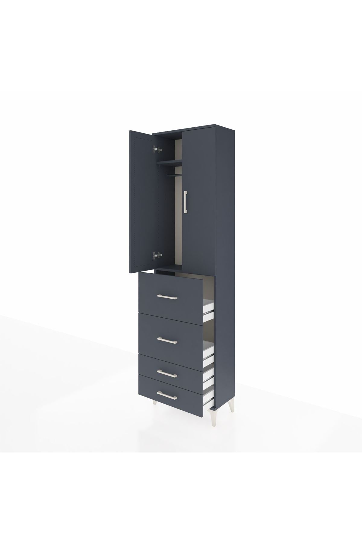 Arges Dolap 2 Raflı 4 Çekmeceli Tek Askılı 60x30x221 - S29M127V5A