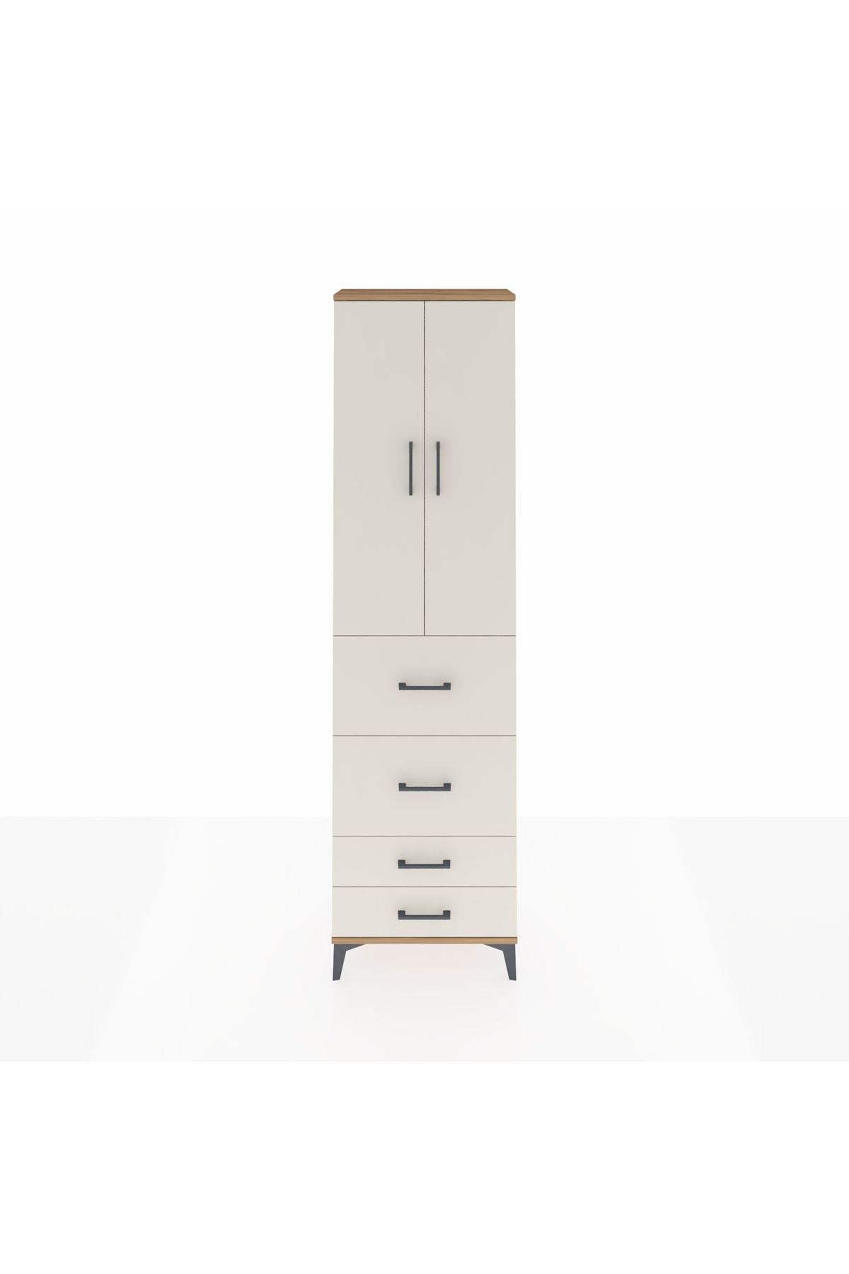 Arges Dolap 2 Raflı 4 Çekmeceli Tek Askılı 60x30x221 - S29M127V7A
