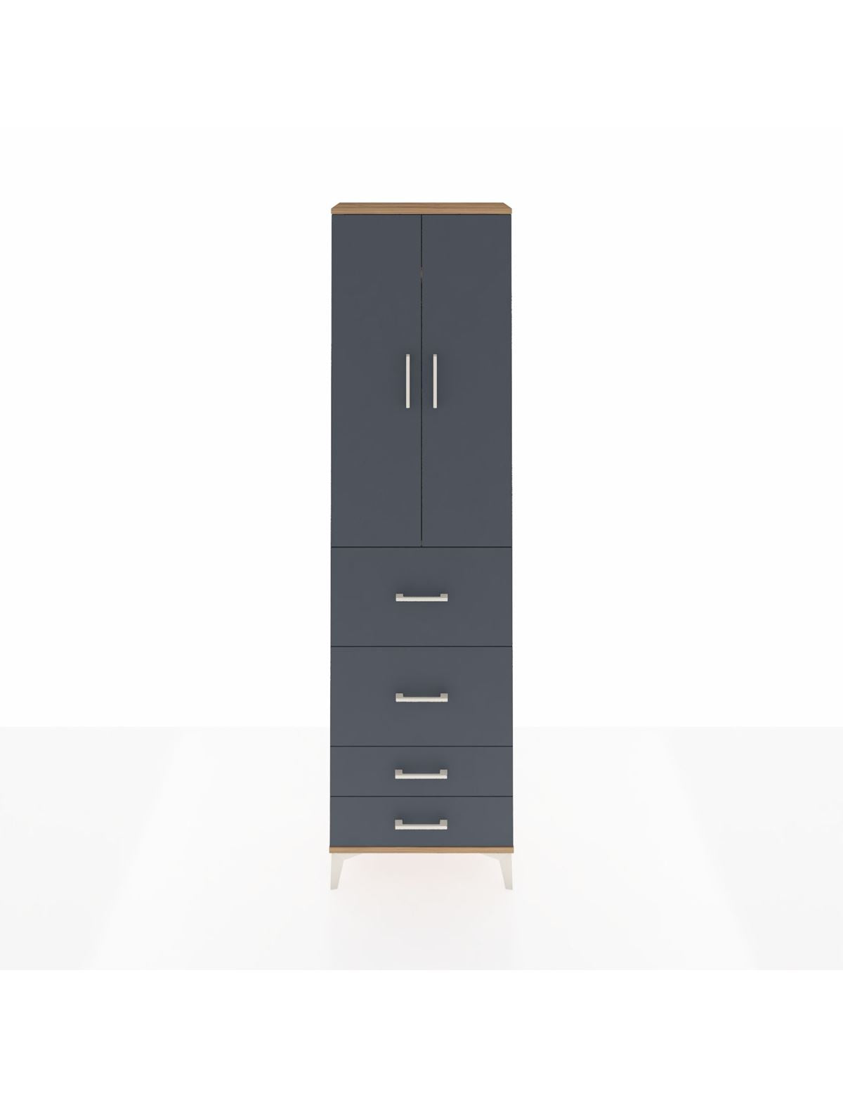 Arges Dolap 2 Raflı 4 Çekmeceli Tek Askılı 60x30x221 - S29M127V8A