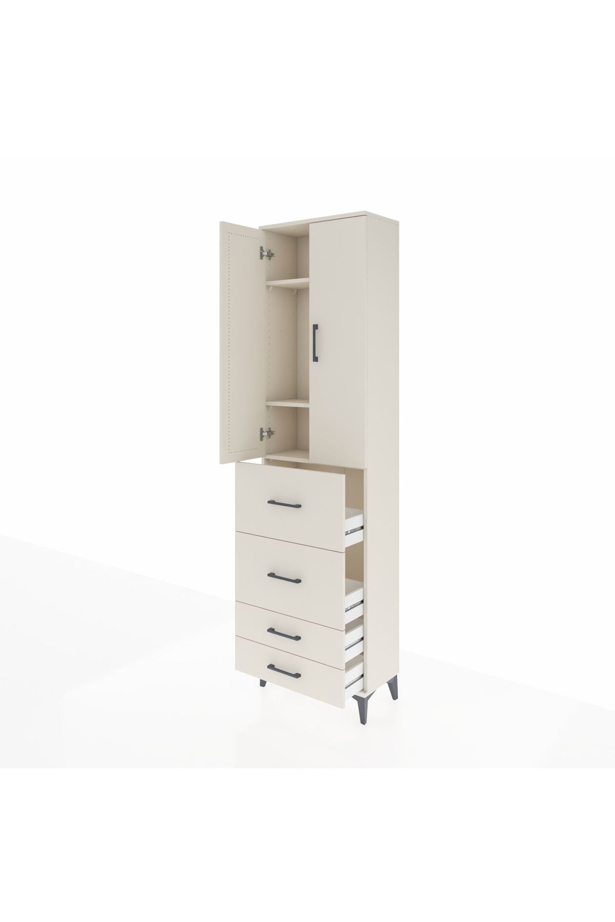 Arges Dolap 3 Raflı 4 Çekmeceli 2 Kapaklı 60x30x221 - S29M128V1A