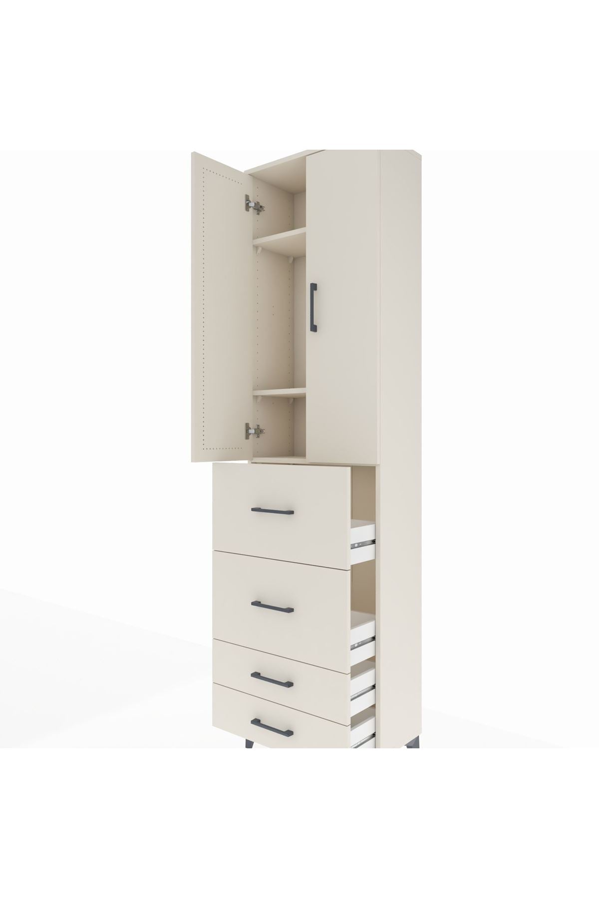 Arges Dolap 3 Raflı 4 Çekmeceli 2 Kapaklı 60x30x221 - S29M128V1A