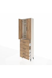 Arges Dolap 3 Raflı 4 Çekmeceli 2 Kapaklı 60x30x221 - S29M128V3A