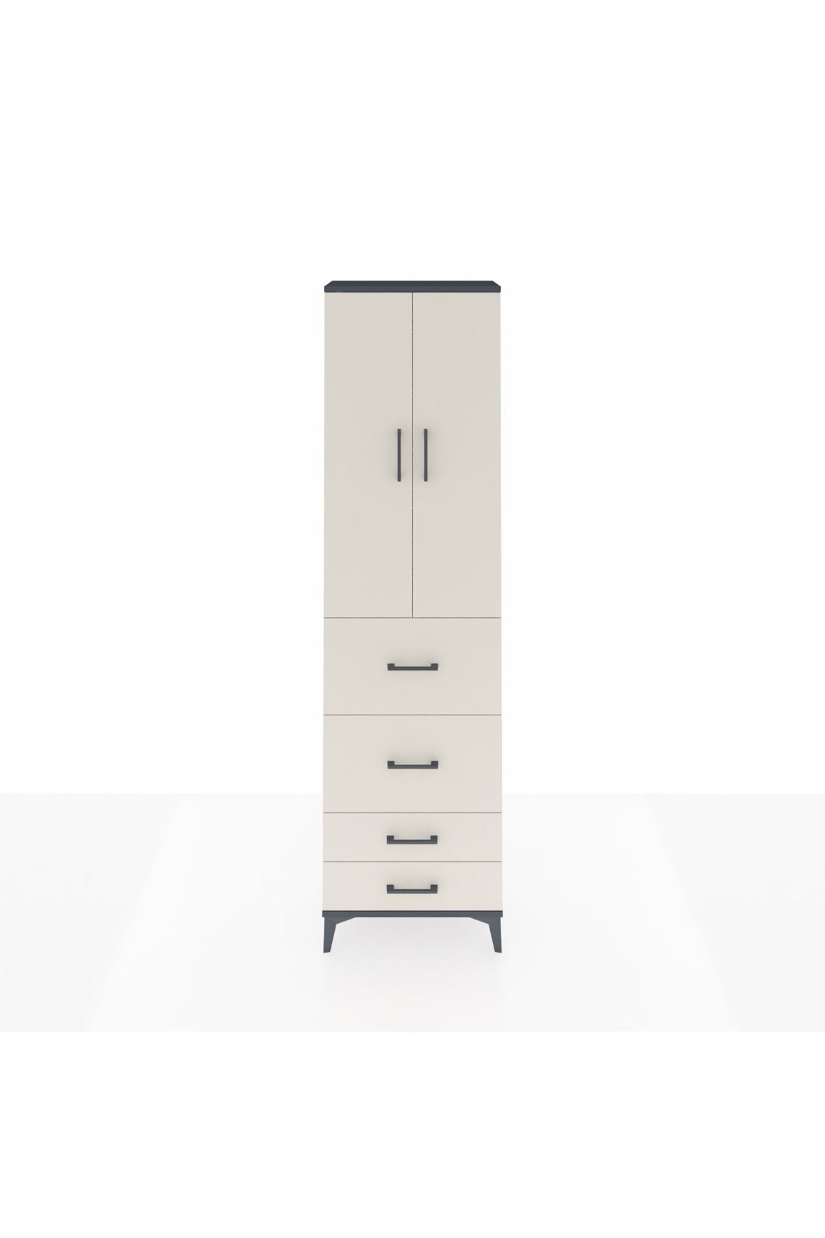 Arges Dolap 3 Raflı 4 Çekmeceli 2 Kapaklı 60x30x221 - S29M128V4A