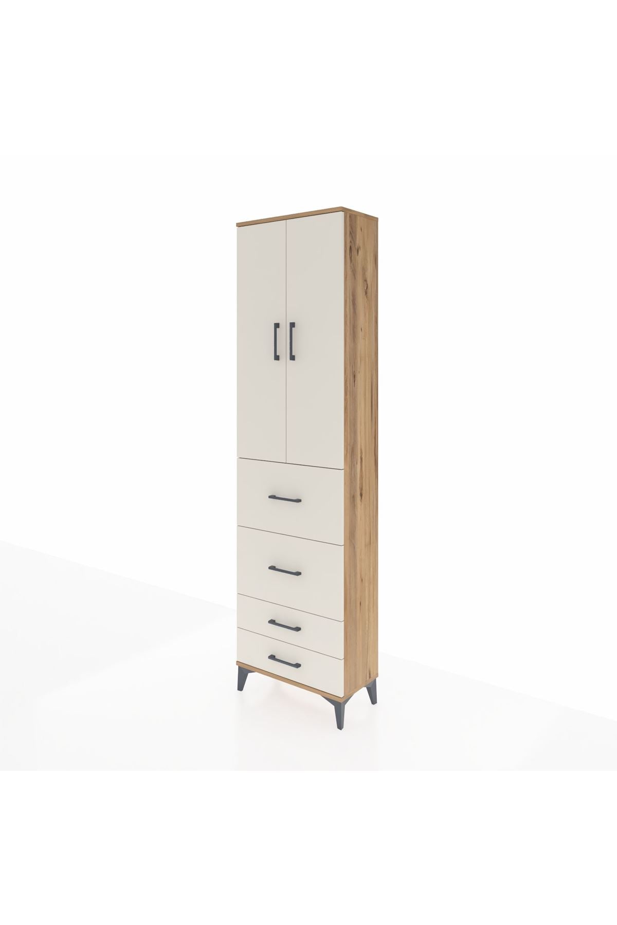 Arges Dolap 3 Raflı 4 Çekmeceli 2 Kapaklı 60x30x221 - S29M128V7A