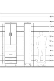 Arges Dolap 3 Raflı 4 Çekmeceli 2 Kapaklı 60x30x221 - S29M128V8A