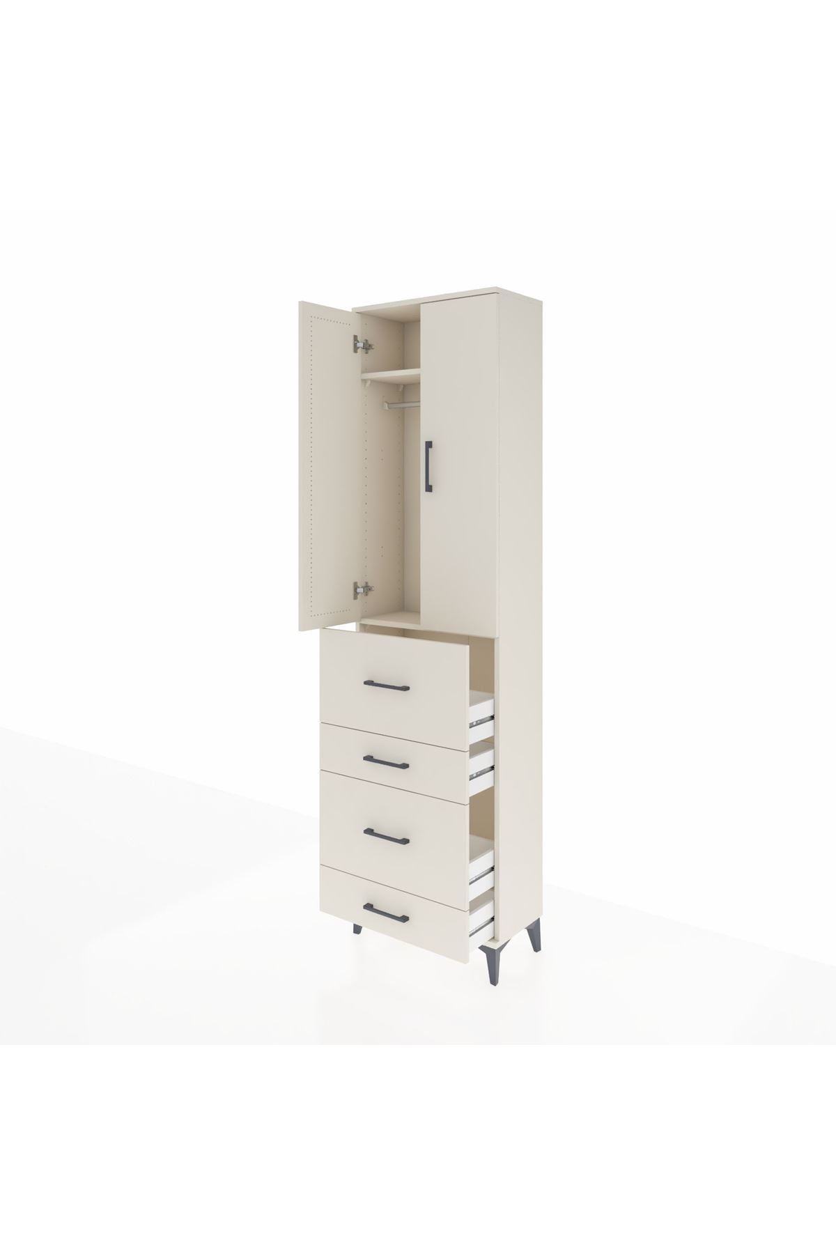 Arges Dolap 2 Raflı 4 Çekmeceli Tek Askılı 60x30x221 - S29M133V1A