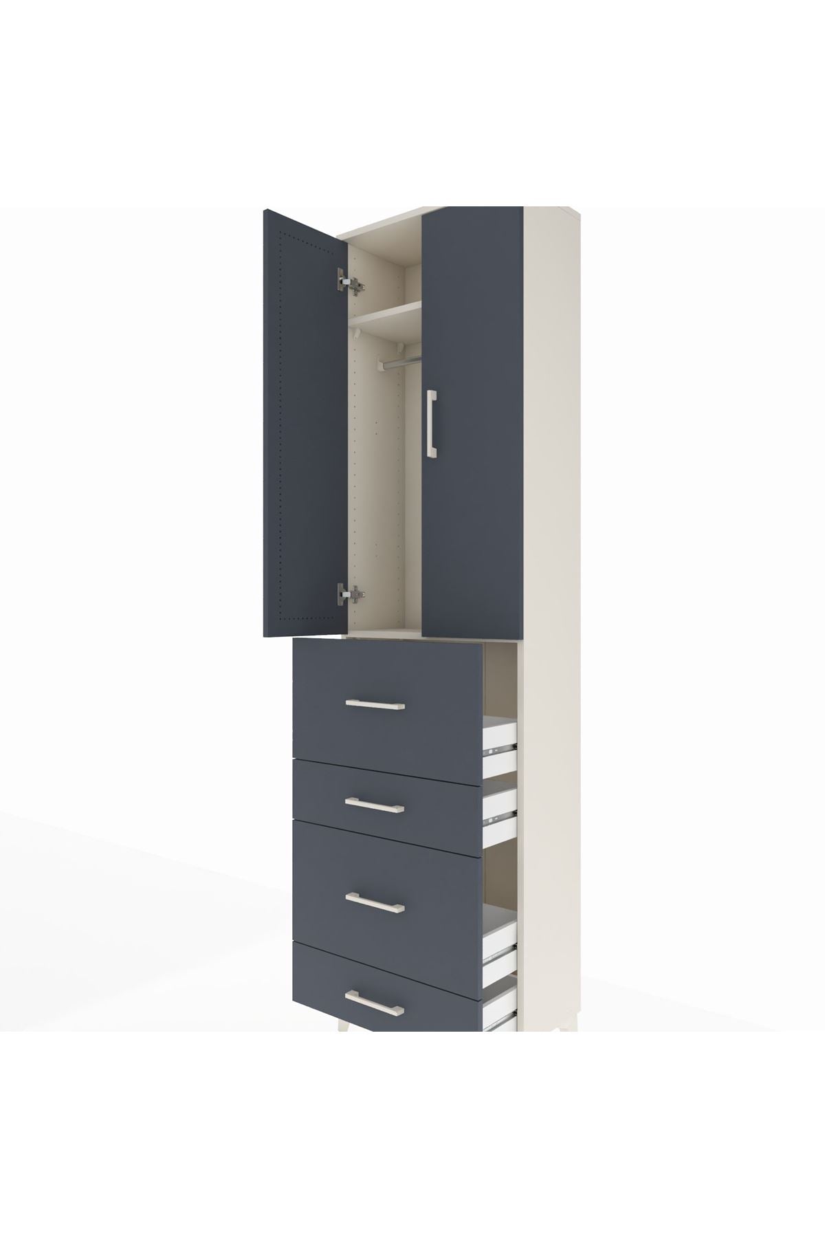 Arges Dolap 2 Raflı 4 Çekmeceli Tek Askılı 60x30x221 - S29M133V2A