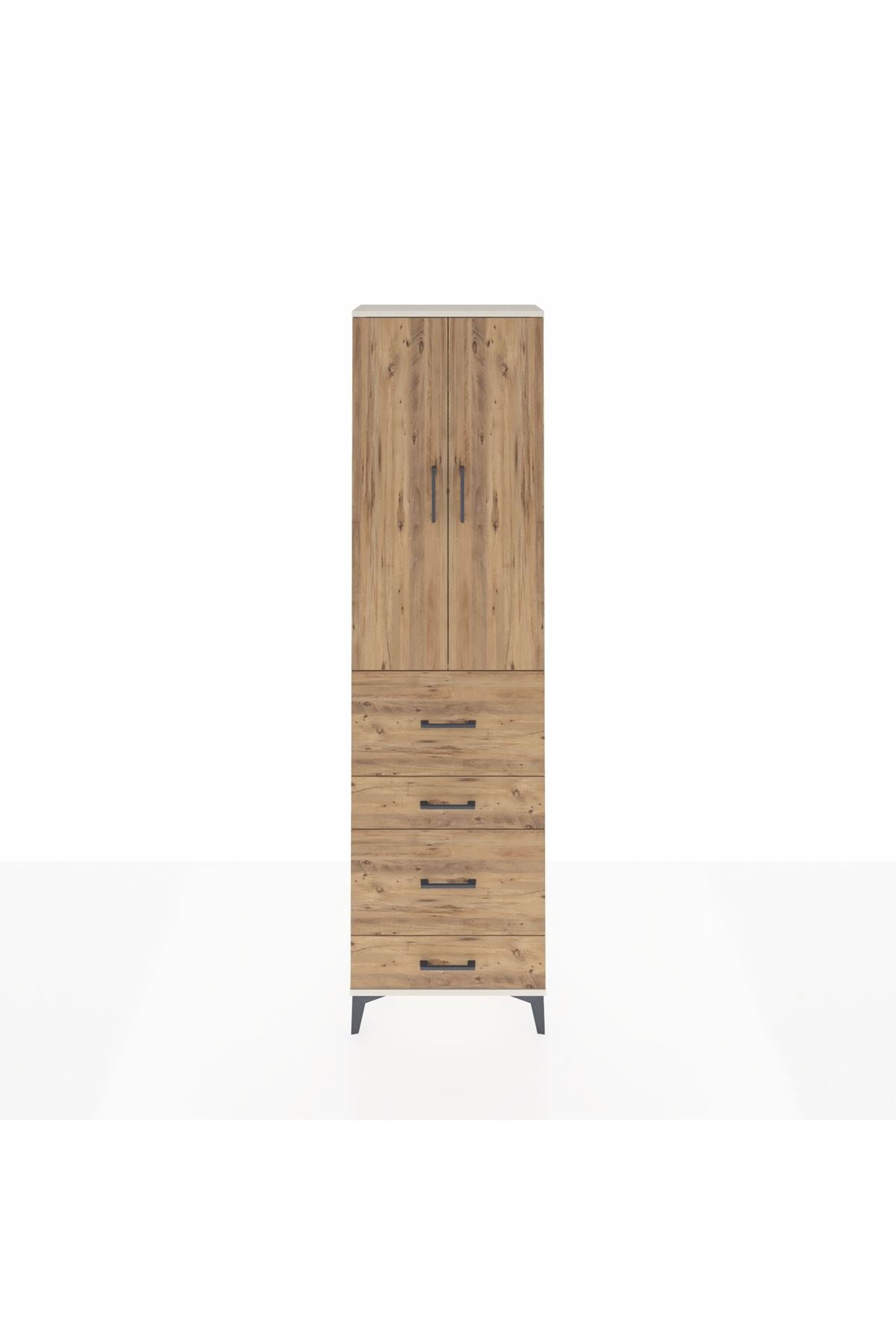 Arges Dolap 2 Raflı 4 Çekmeceli Tek Askılı 60x30x221 - S29M133V3A