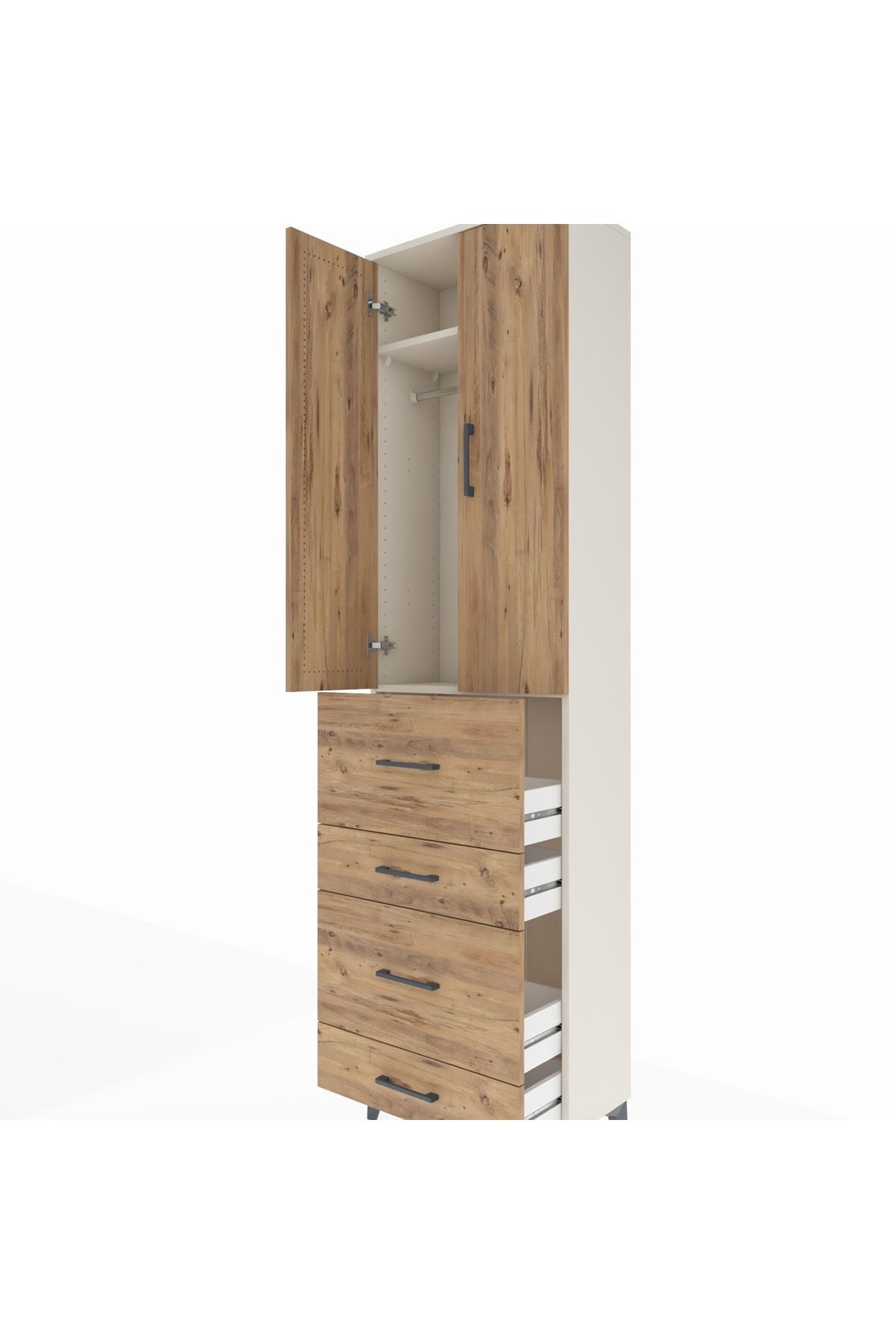 Arges Dolap 2 Raflı 4 Çekmeceli Tek Askılı 60x30x221 - S29M133V3A