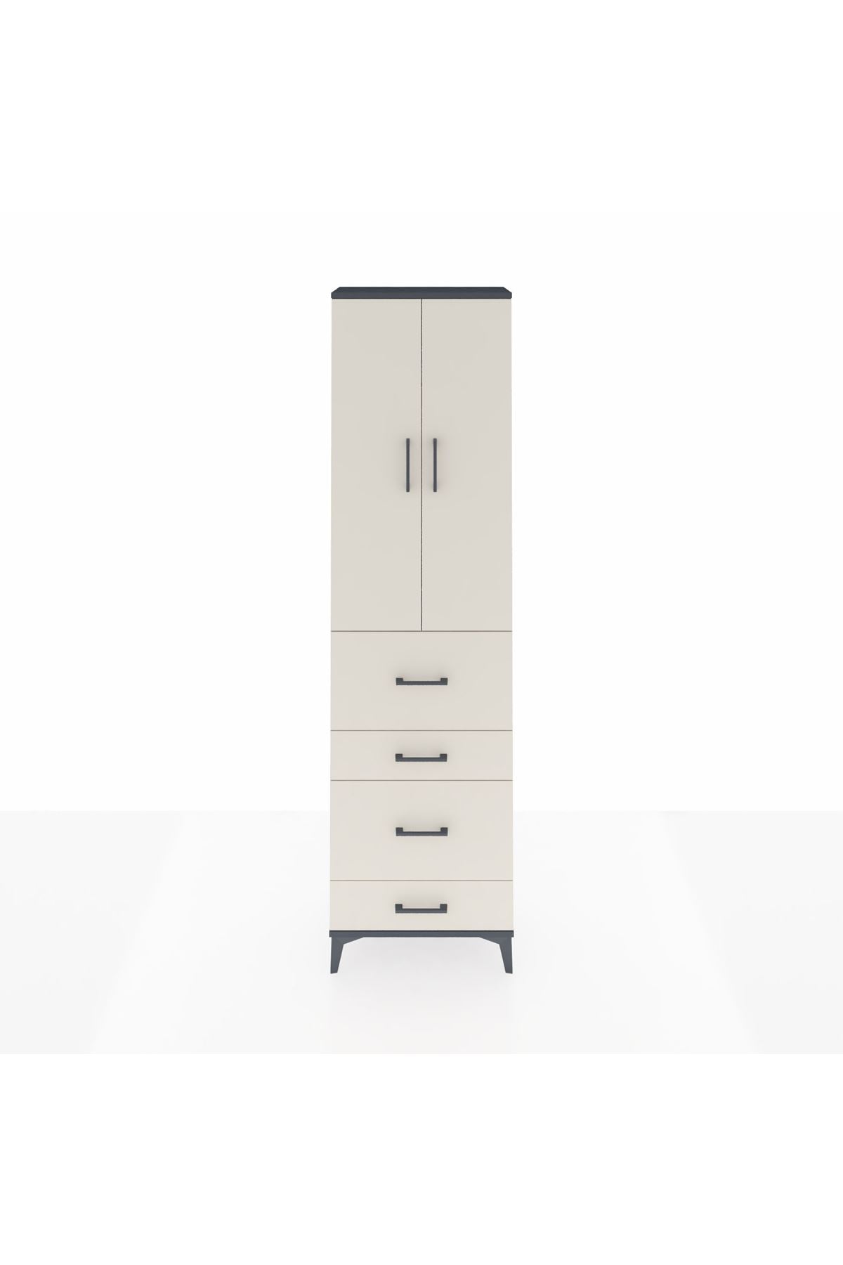 Arges Dolap 2 Raflı 4 Çekmeceli Tek Askılı 60x30x221 - S29M133V4A