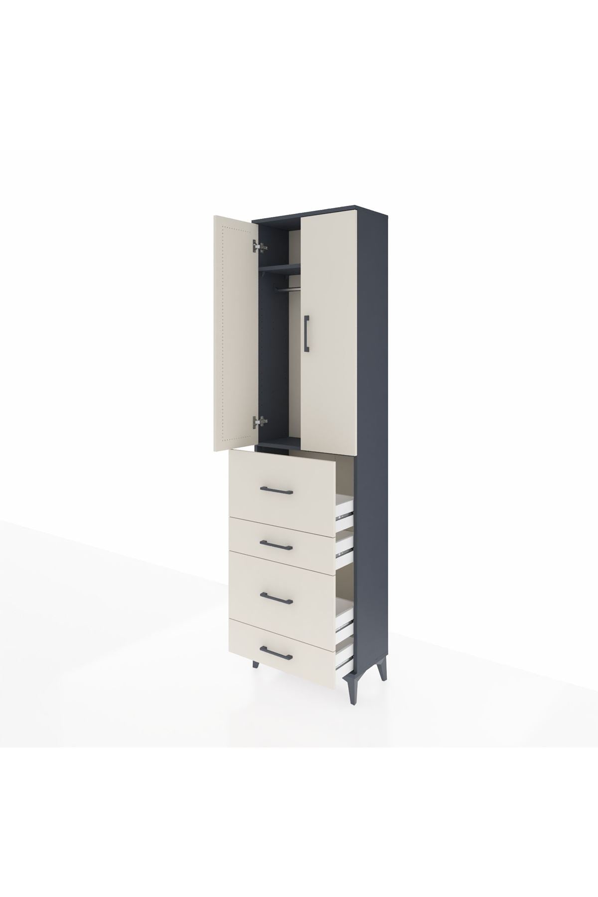 Arges Dolap 2 Raflı 4 Çekmeceli Tek Askılı 60x30x221 - S29M133V4A