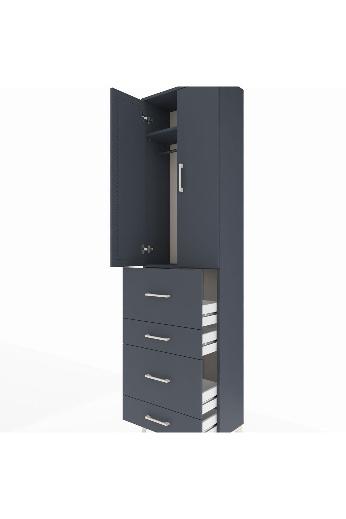 Arges Dolap 2 Raflı 4 Çekmeceli Tek Askılı 60x30x221 - S29M133V5A