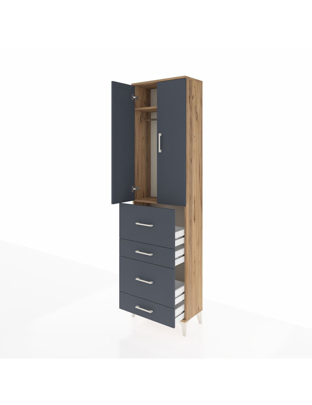 Arges Dolap 2 Raflı 4 Çekmeceli Tek Askılı 60x30x221 - S29M133V8A