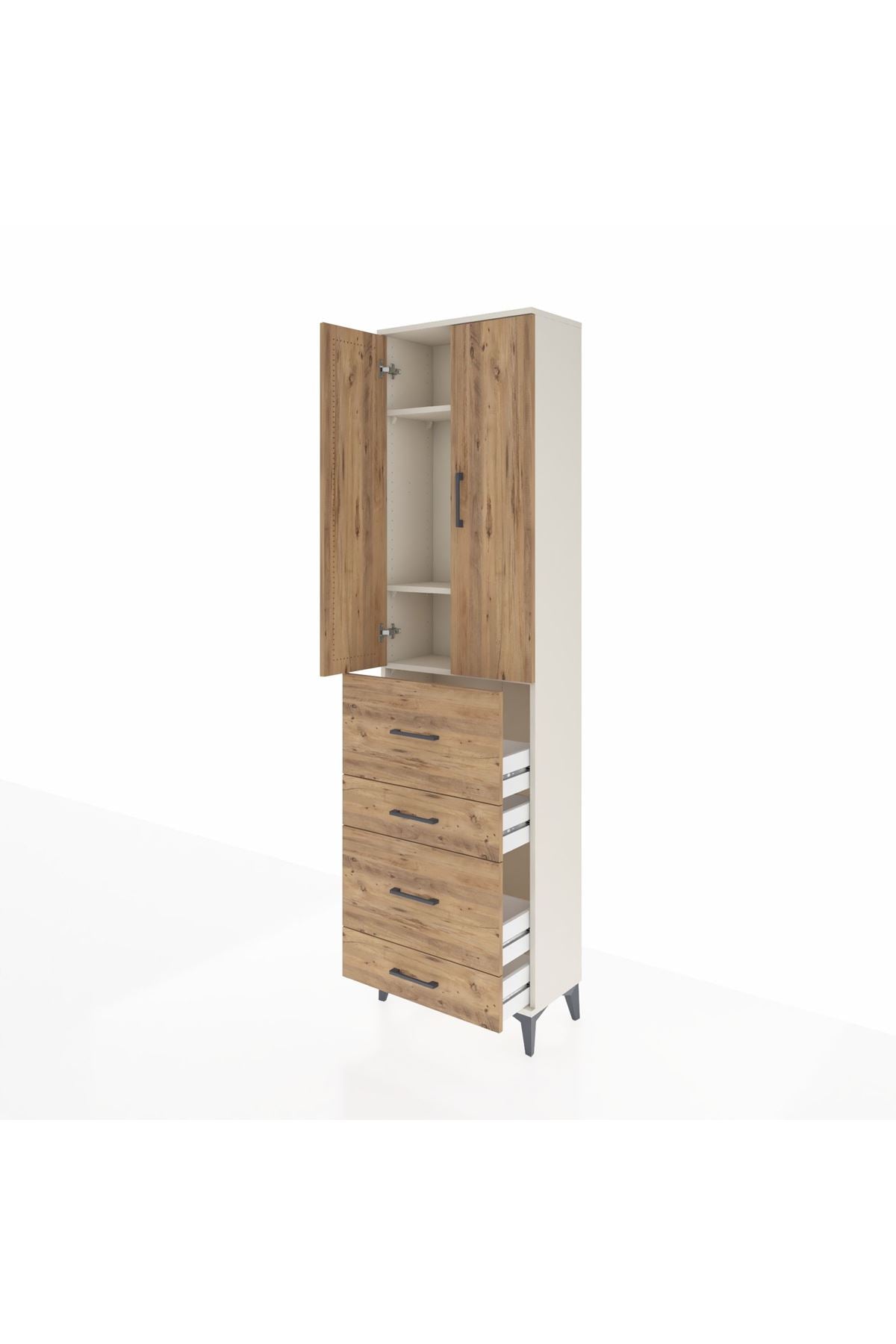 Arges Dolap 3 Raflı 4 Çekmeceli 2 Kapaklı 60x30x221 - S29M134V3A