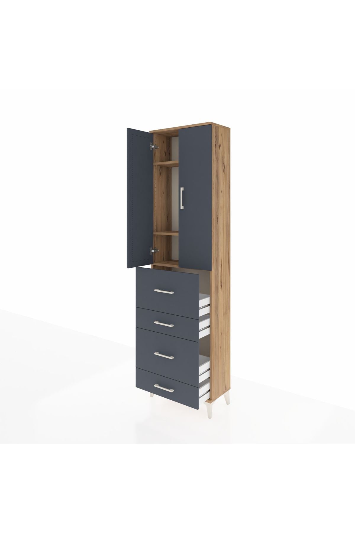 Arges Dolap 3 Raflı 4 Çekmeceli 2 Kapaklı 60x30x221 - S29M134V8A
