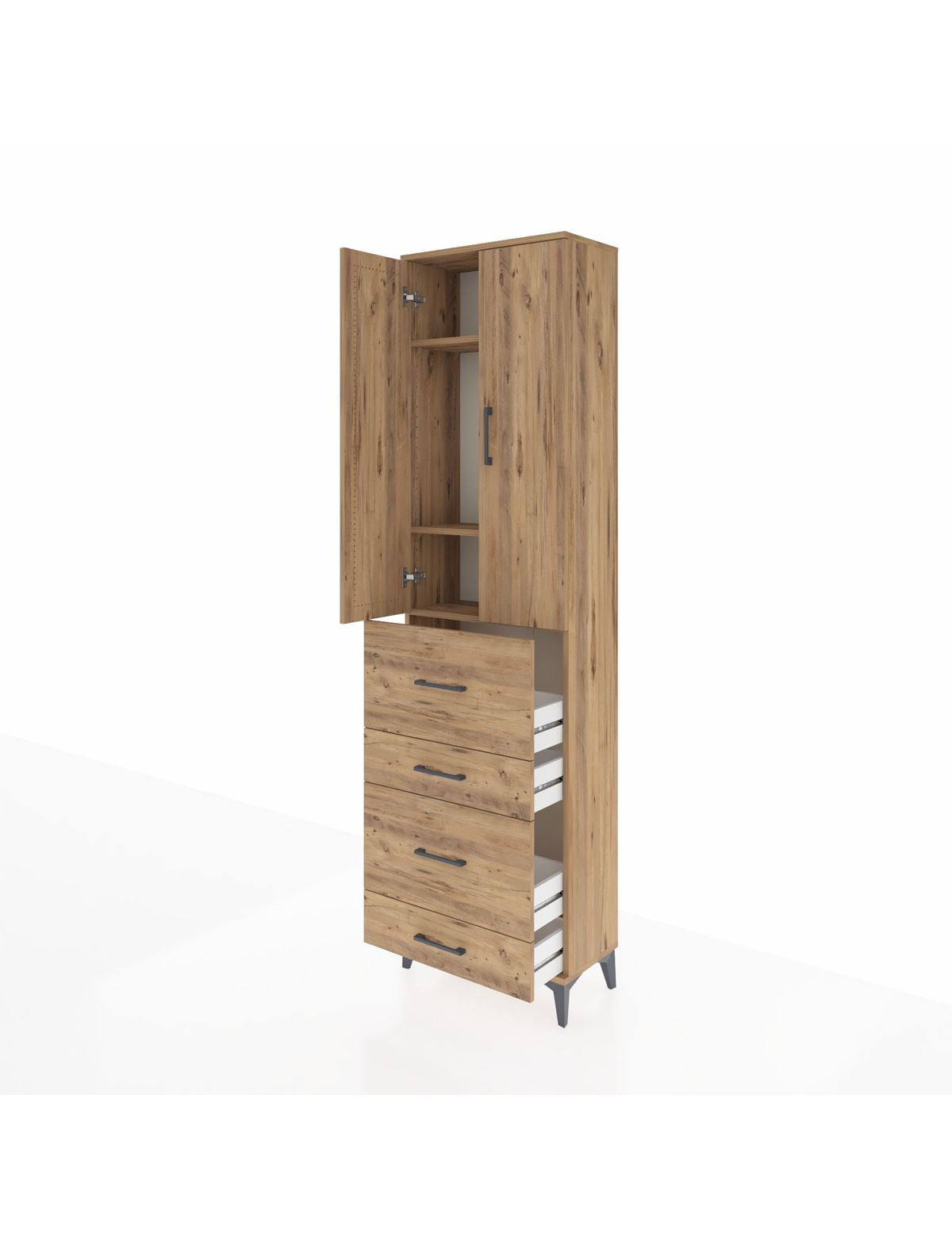 Arges Dolap 3 Raflı 4 Çekmeceli 2 Kapaklı 60x30x221 - S29M134V9A