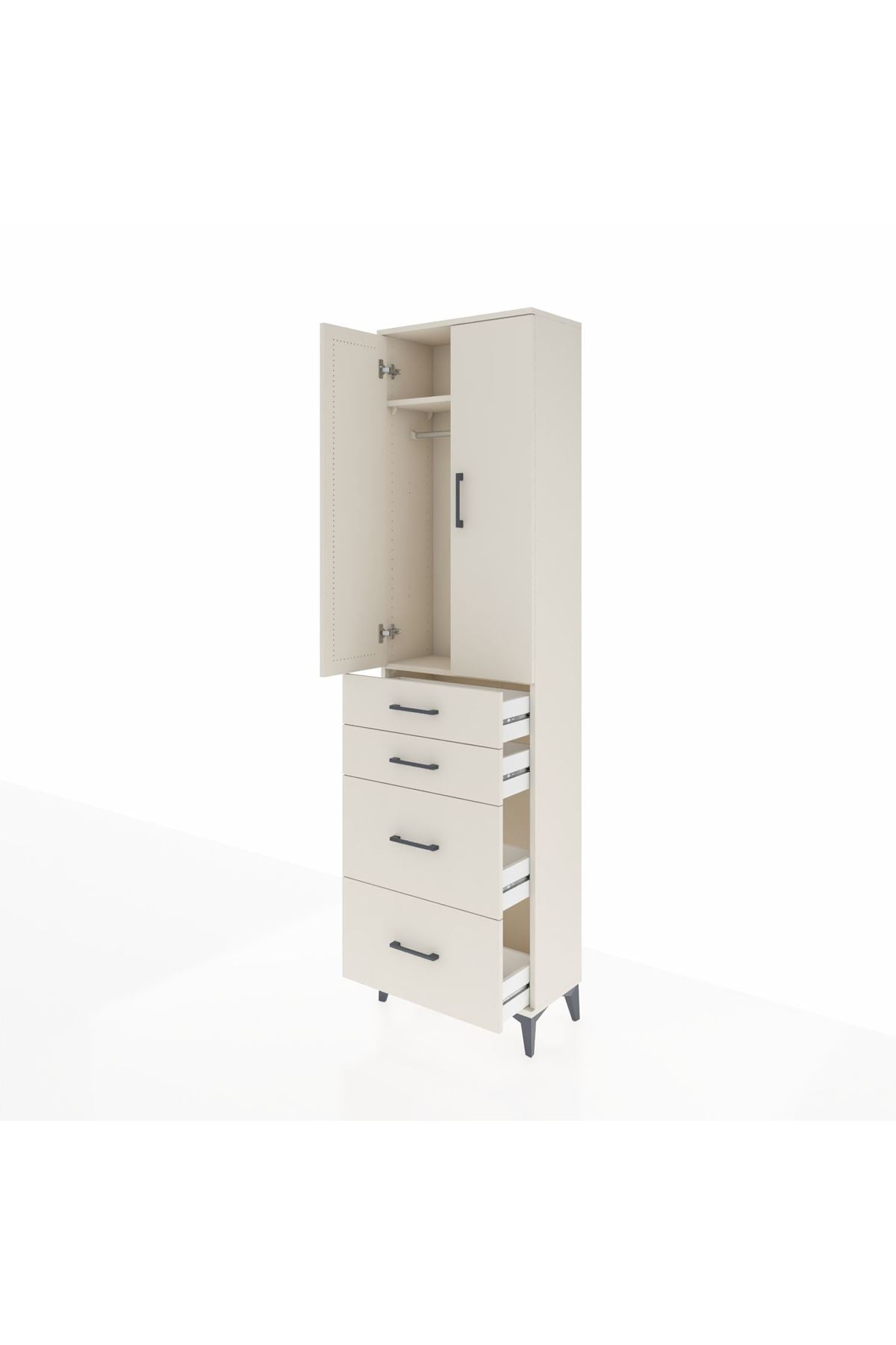 Arges Dolap 2 Raflı 4 Çekmeceli Tek Askılı 60x30x221 - S29M136V1A