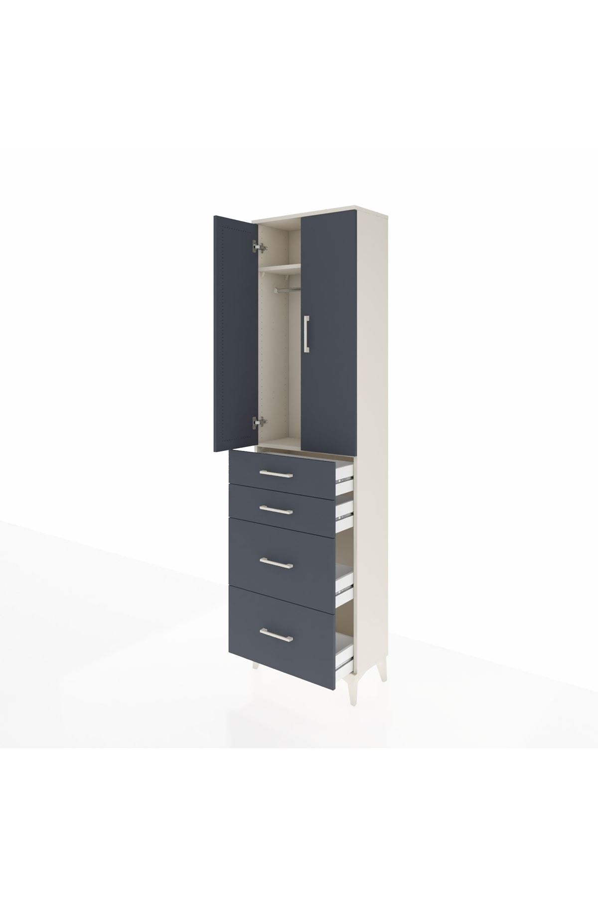 Arges Dolap 2 Raflı 4 Çekmeceli Tek Askılı 60x30x221 - S29M136V2A