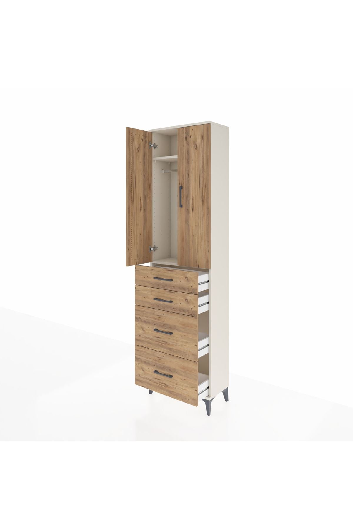 Arges Dolap 2 Raflı 4 Çekmeceli Tek Askılı 60x30x221 - S29M136V3A
