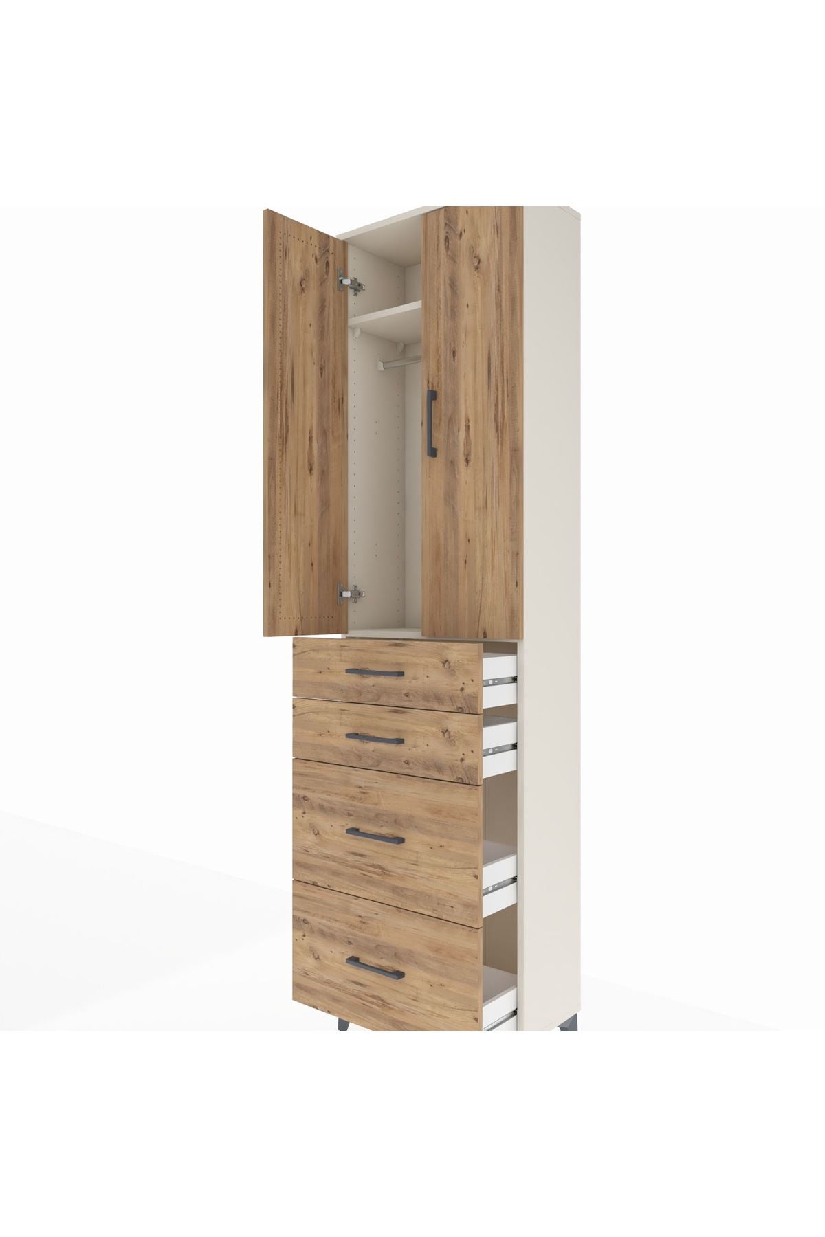 Arges Dolap 2 Raflı 4 Çekmeceli Tek Askılı 60x30x221 - S29M136V3A